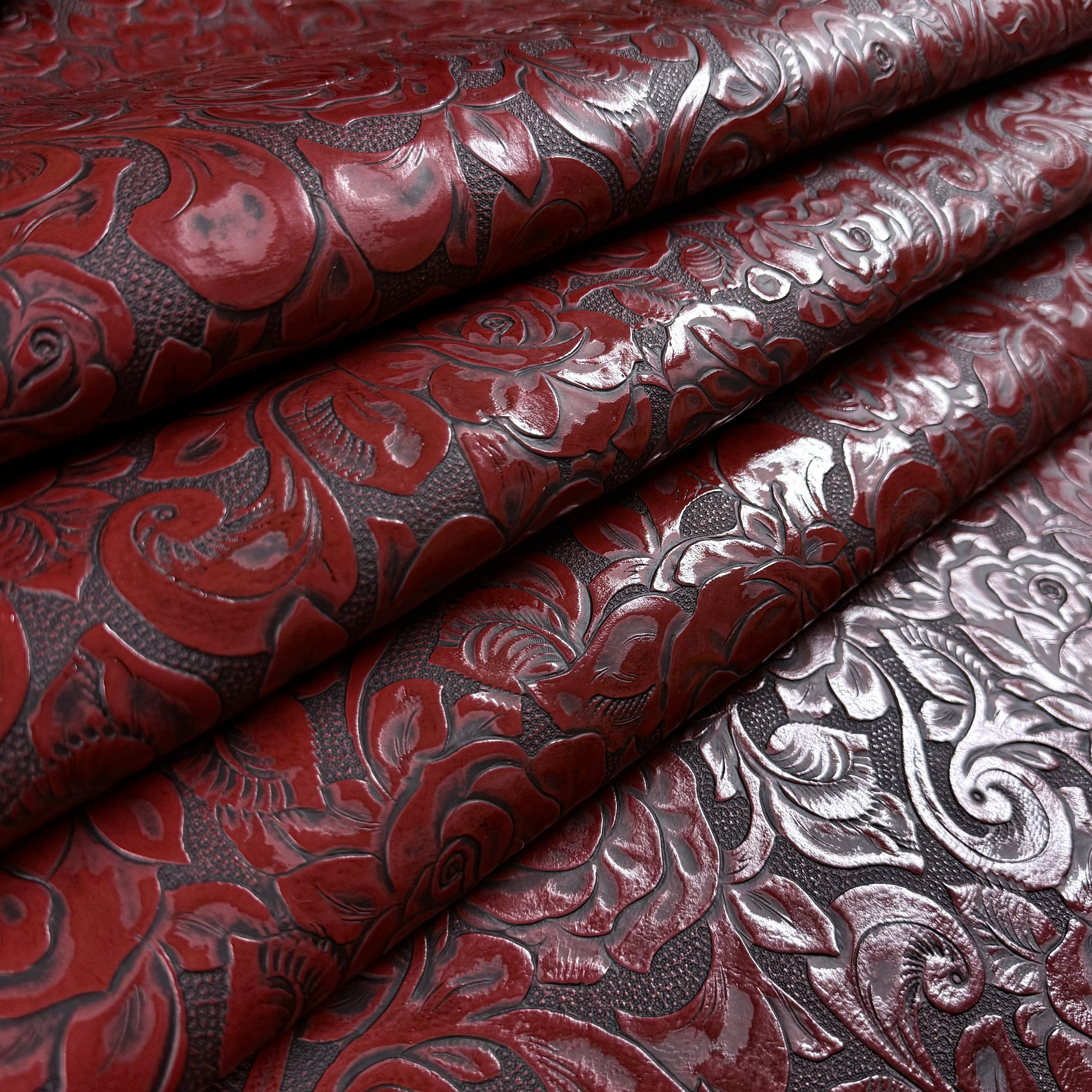 Hand-Stained Rose Floral Embossed Cow, 3 oz | 10 Colors