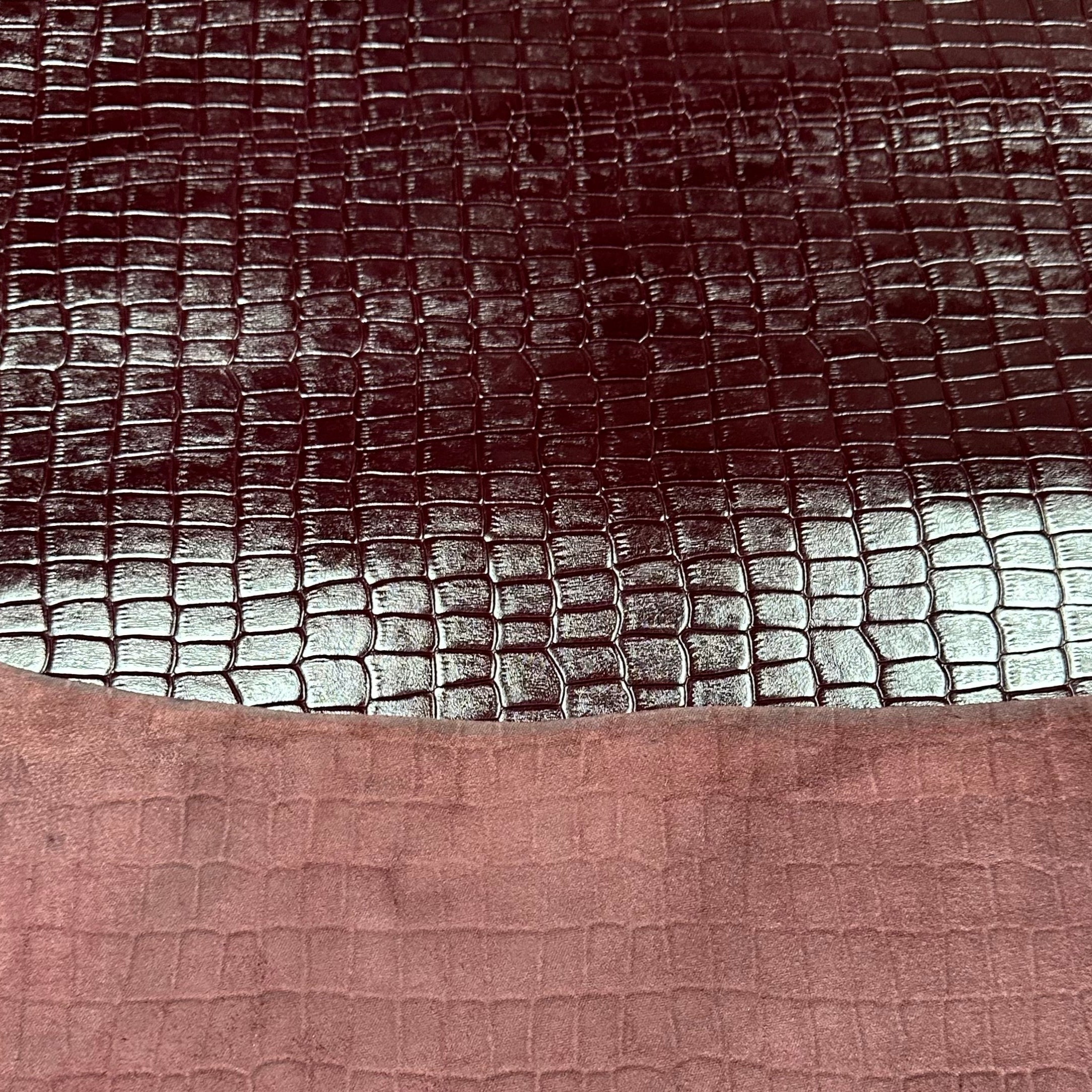 Croc Embossed Cow Side, 3-4 oz - Burgundy