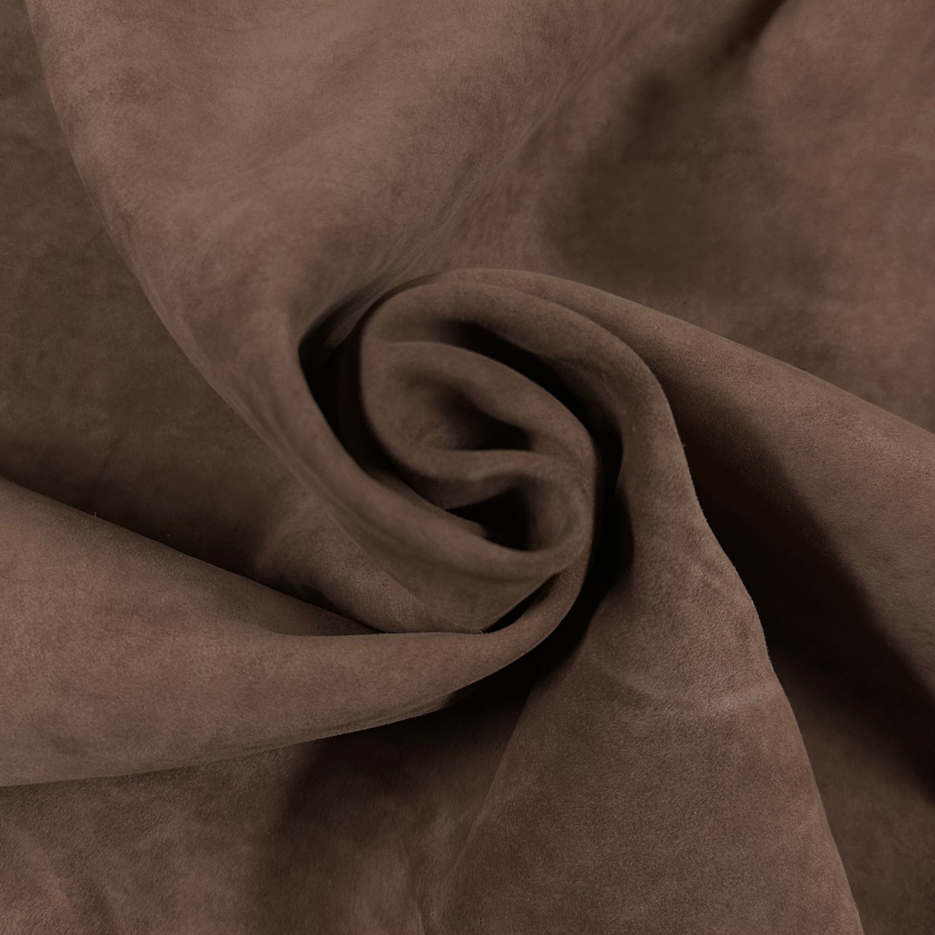 Brown Conceria Incas Italian Water Calf leather, soft temper, suede-like finish, 2 oz.