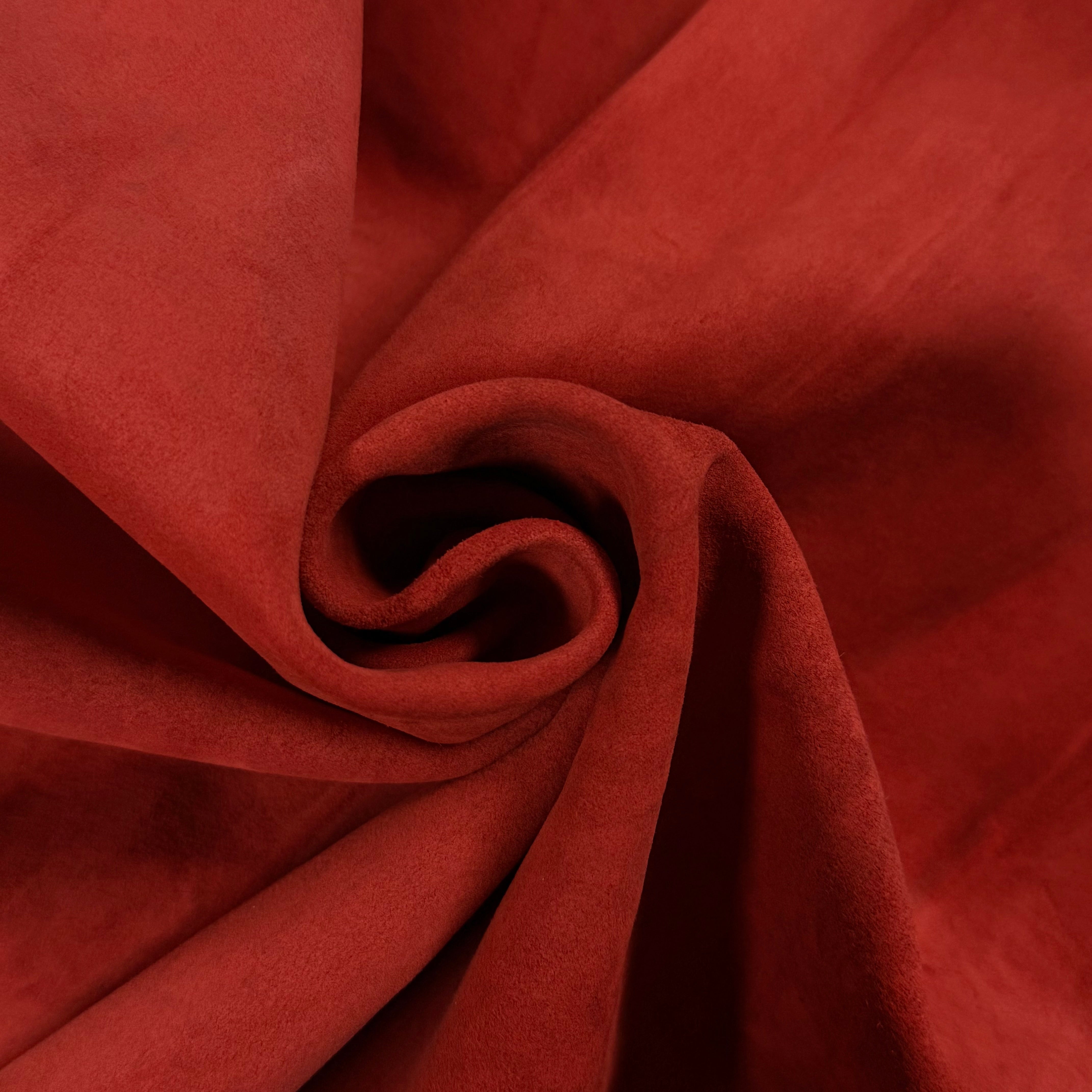 Swirled red Conceria Incas Italian Water Calf leather, 2 oz, with a soft, suede-like finish.