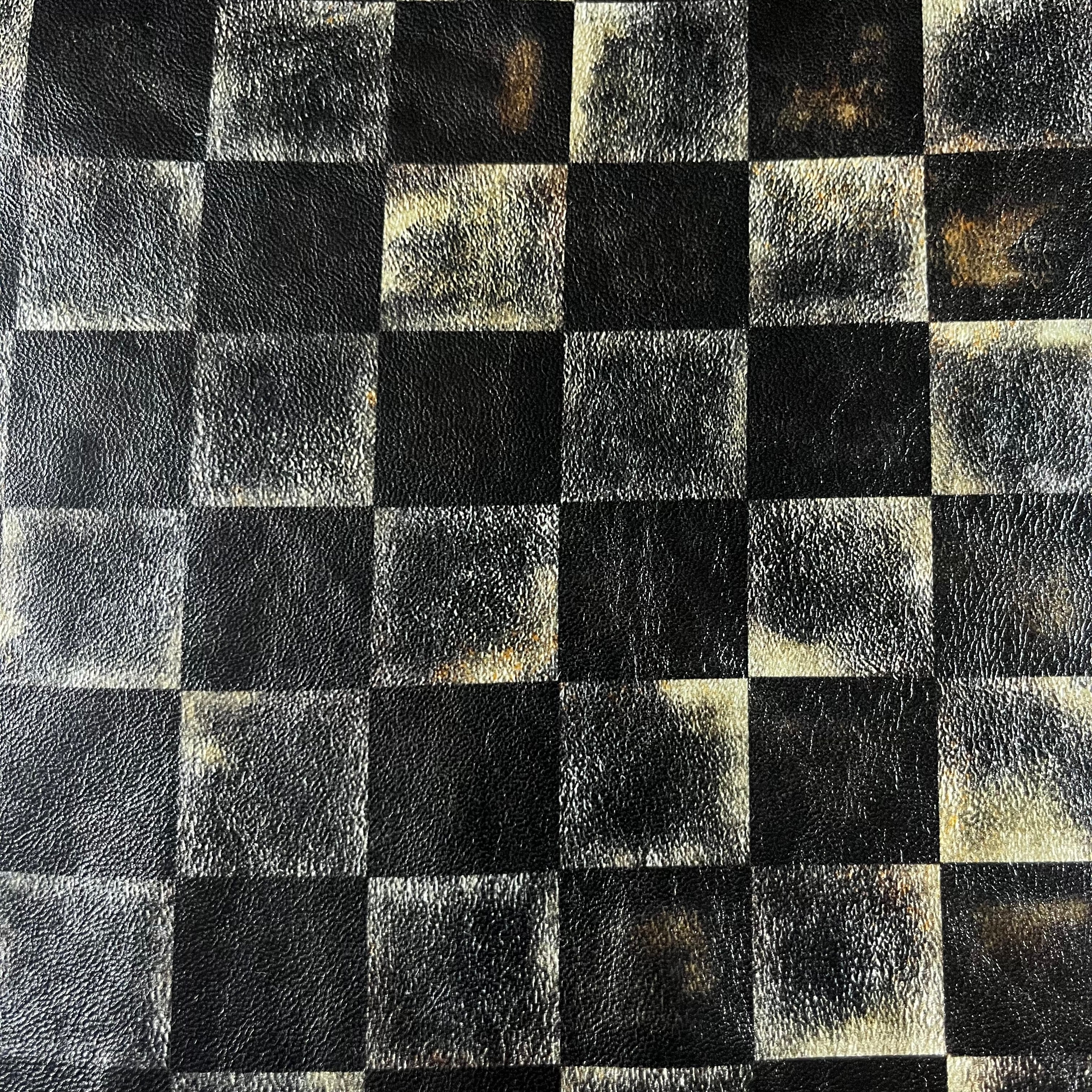 Distressed Metallic Checkerboard Printed Lamb, 3 oz