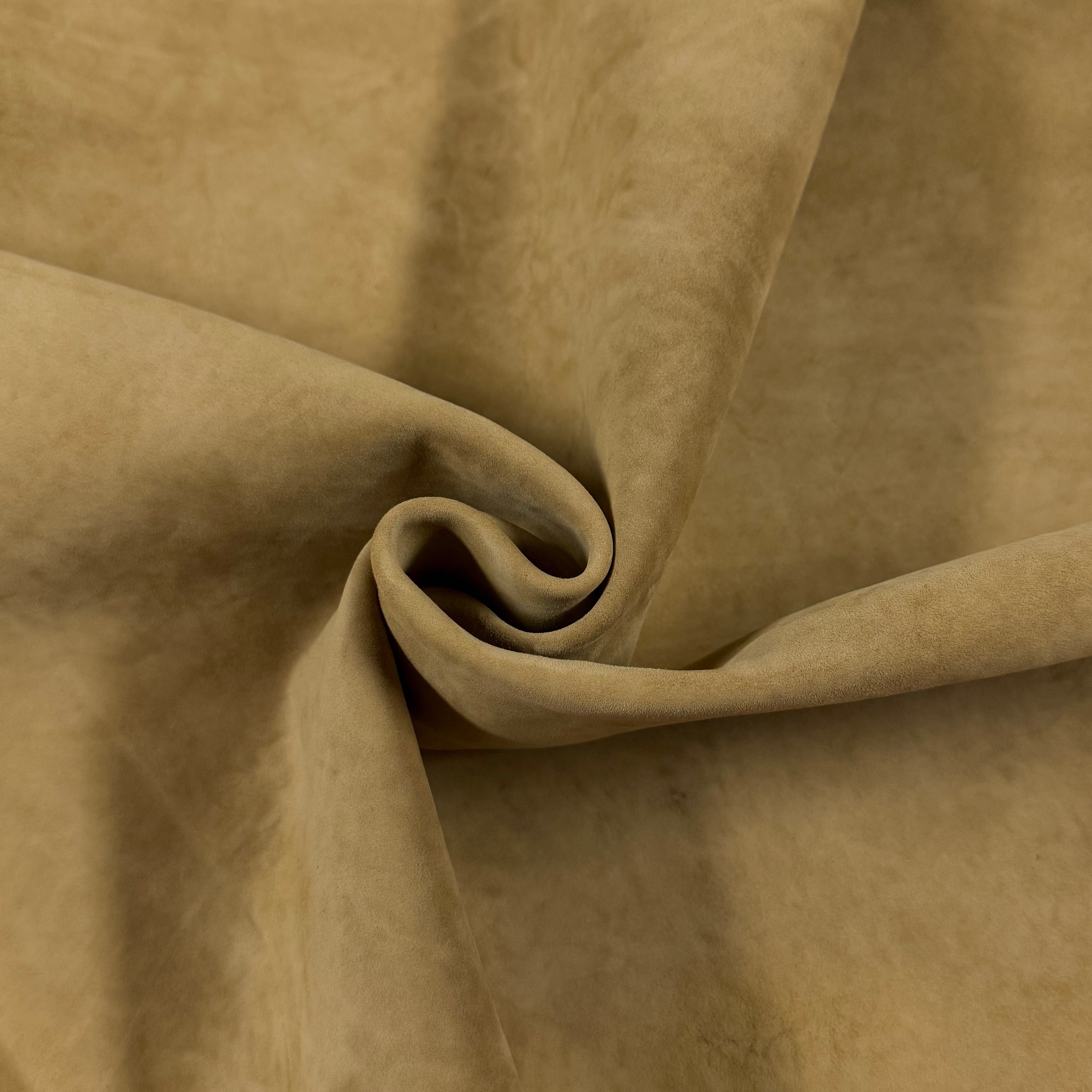 Tan Conceria Incas Italian Water Calf leather, soft temper, suede-like finish, 2 oz weight.