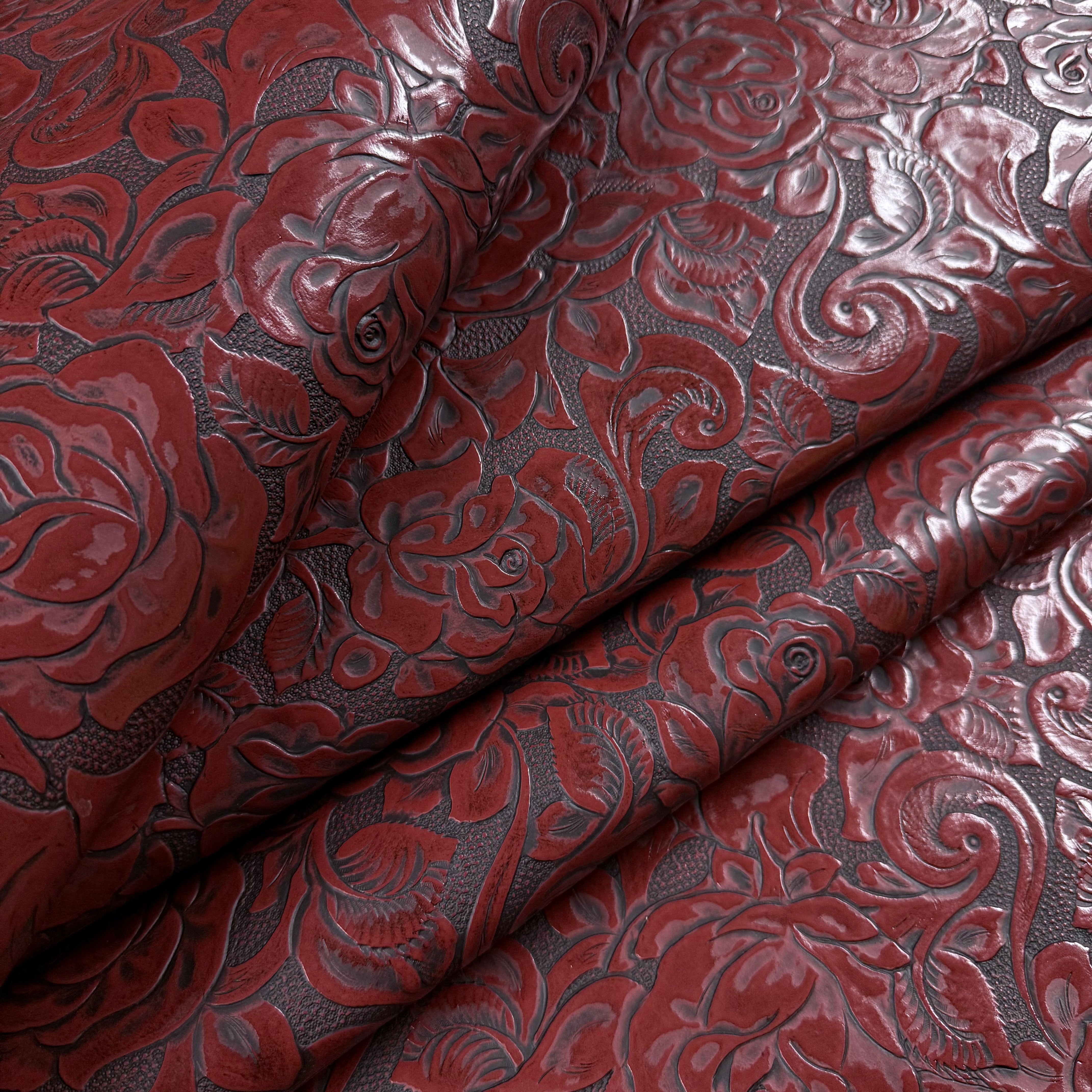 Hand-Stained Rose Floral Embossed Cow, 3 oz | 10 Colors