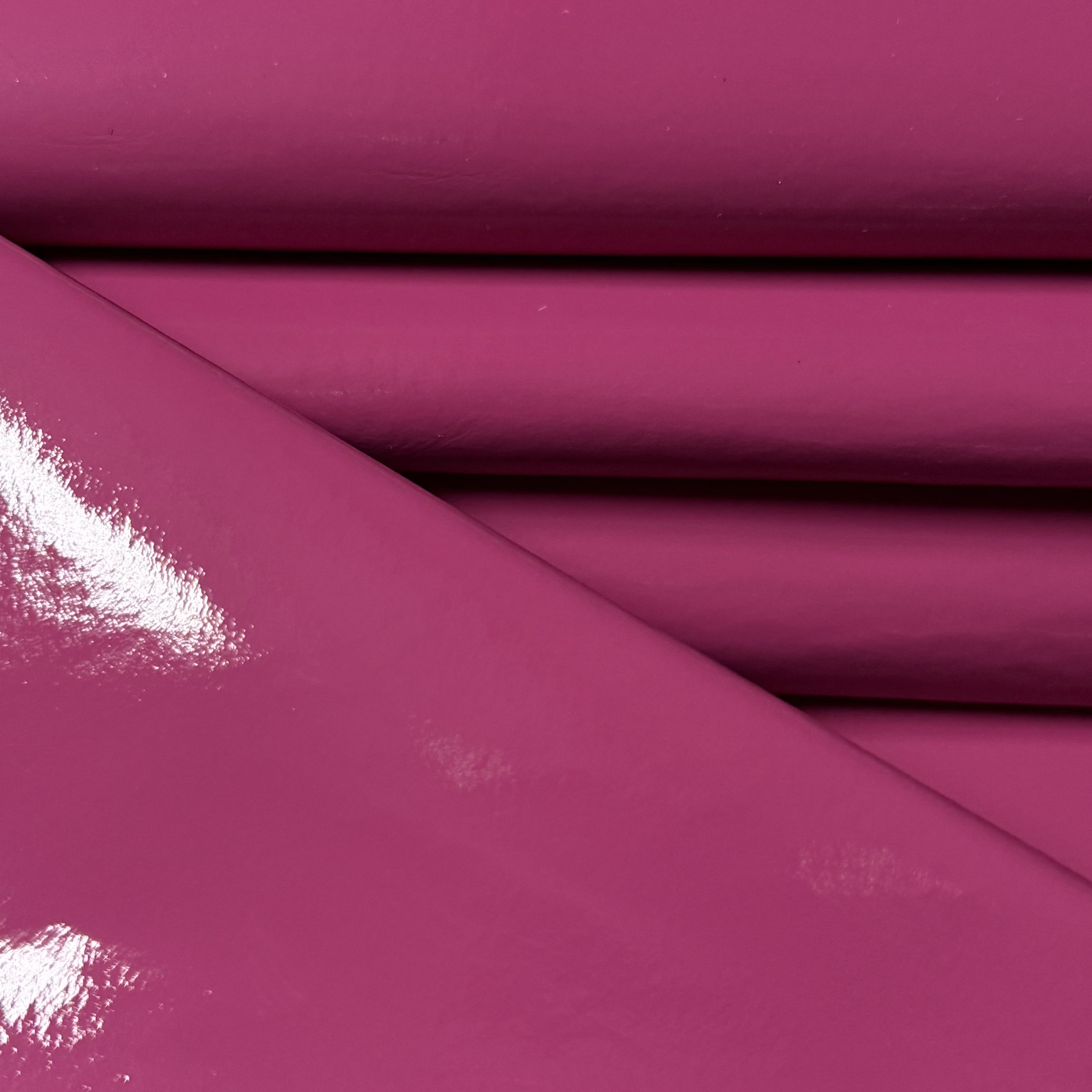 Patent Pig leather in magenta, a glossy 1-2 oz patent finish material with a smooth, reflective surface.