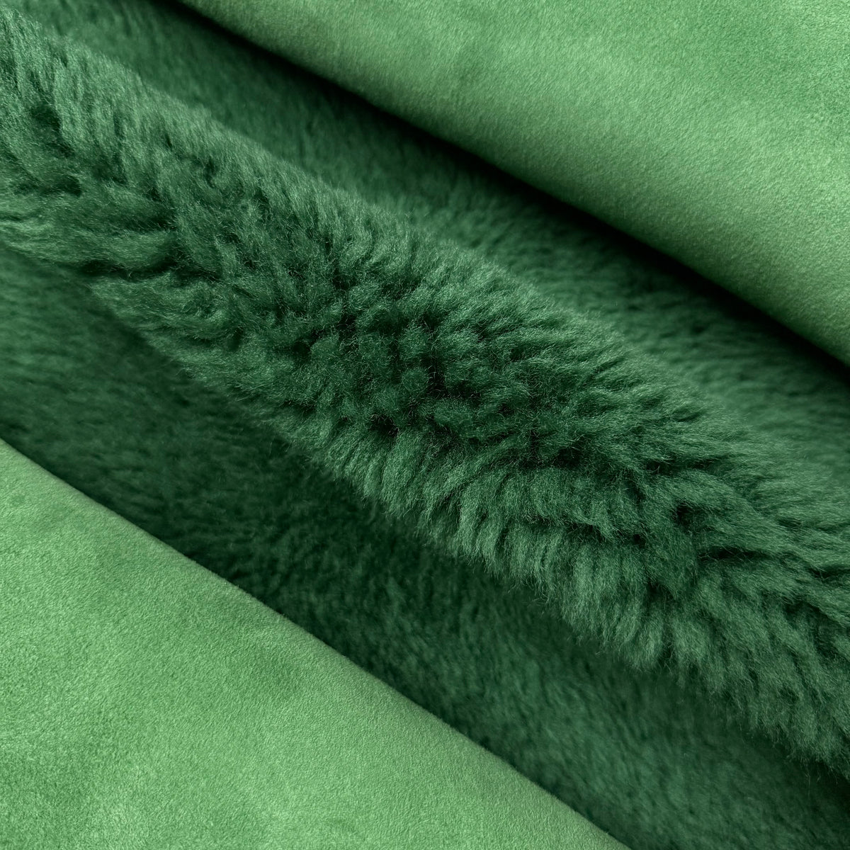 Long Pile Sheepskin Shearling, Suede Back - Blue & Green