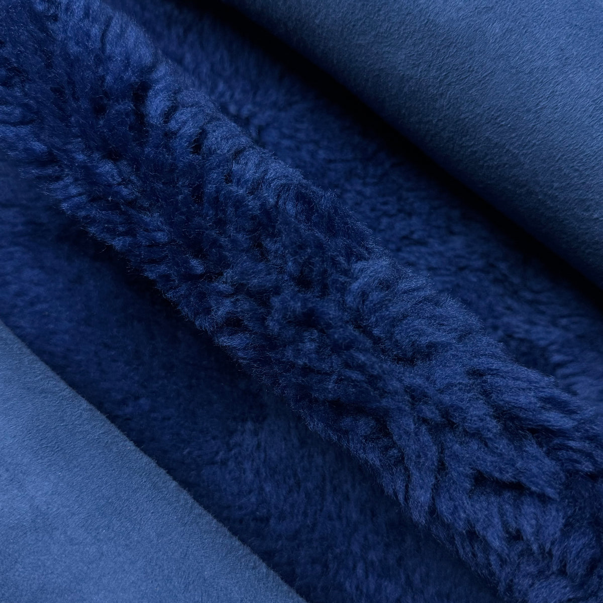 Long Pile Sheepskin Shearling, Suede Back - Blue & Green