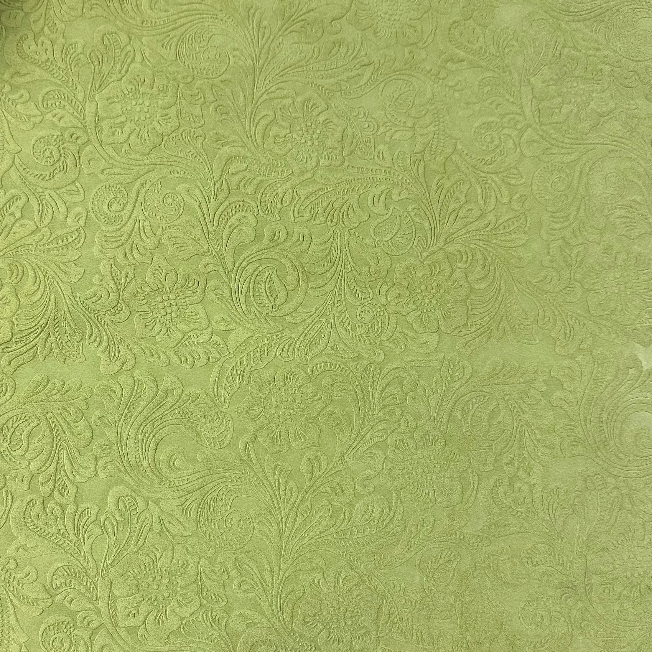 PISTACHIO FLORAL EMBOSSED CALF SUEDE