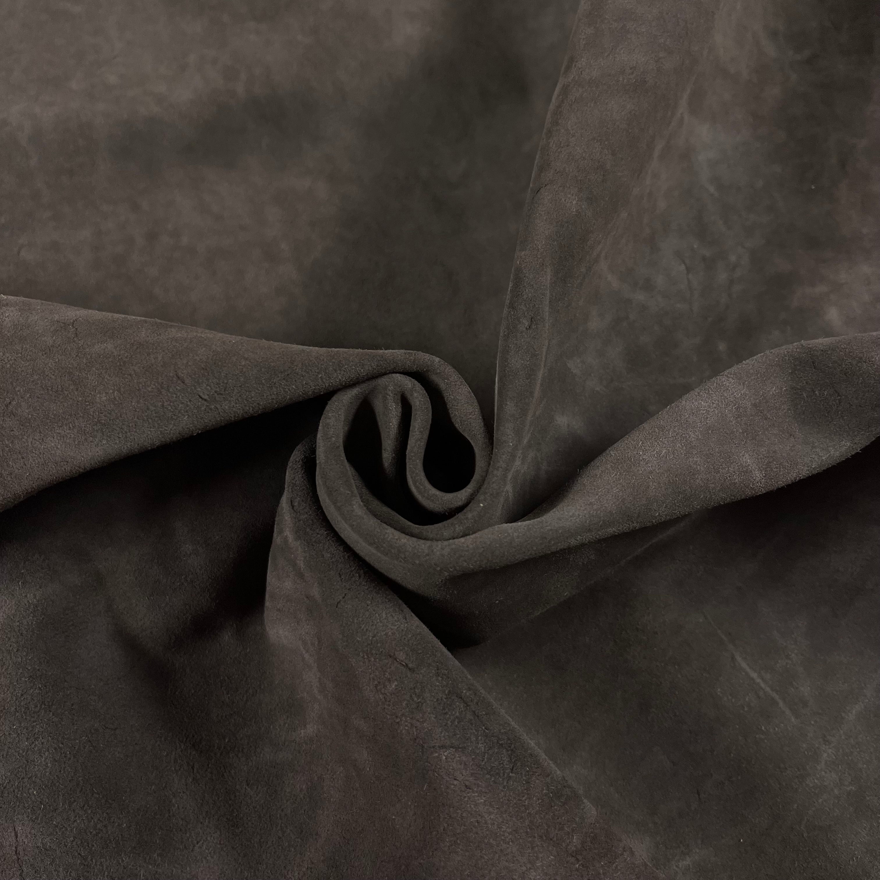 Dark gray Conceria Incas Italian Water Calf leather, soft temper, suede-like finish, 2 oz.