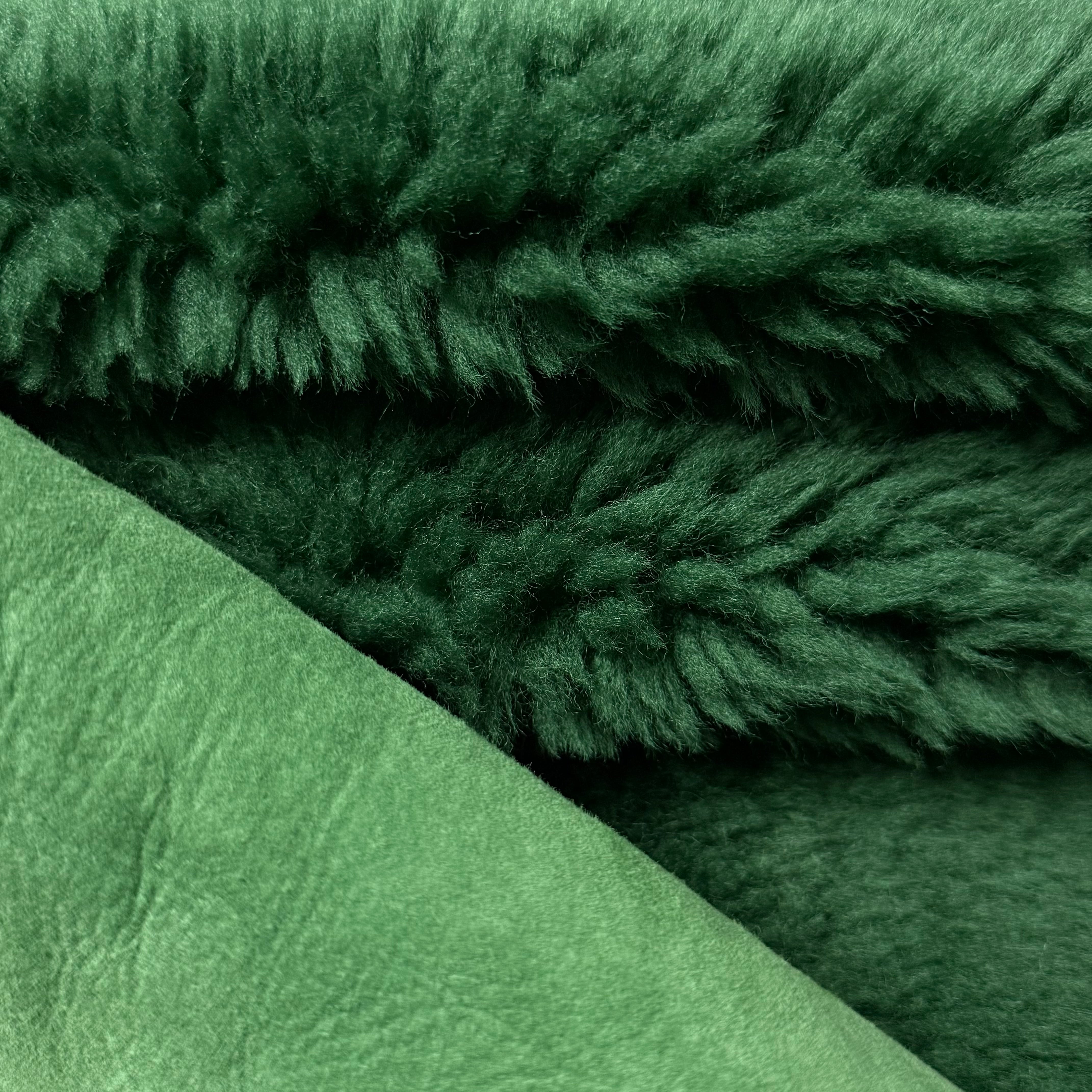 Long Pile Sheepskin Shearling, Suede Back - Blue & Green
