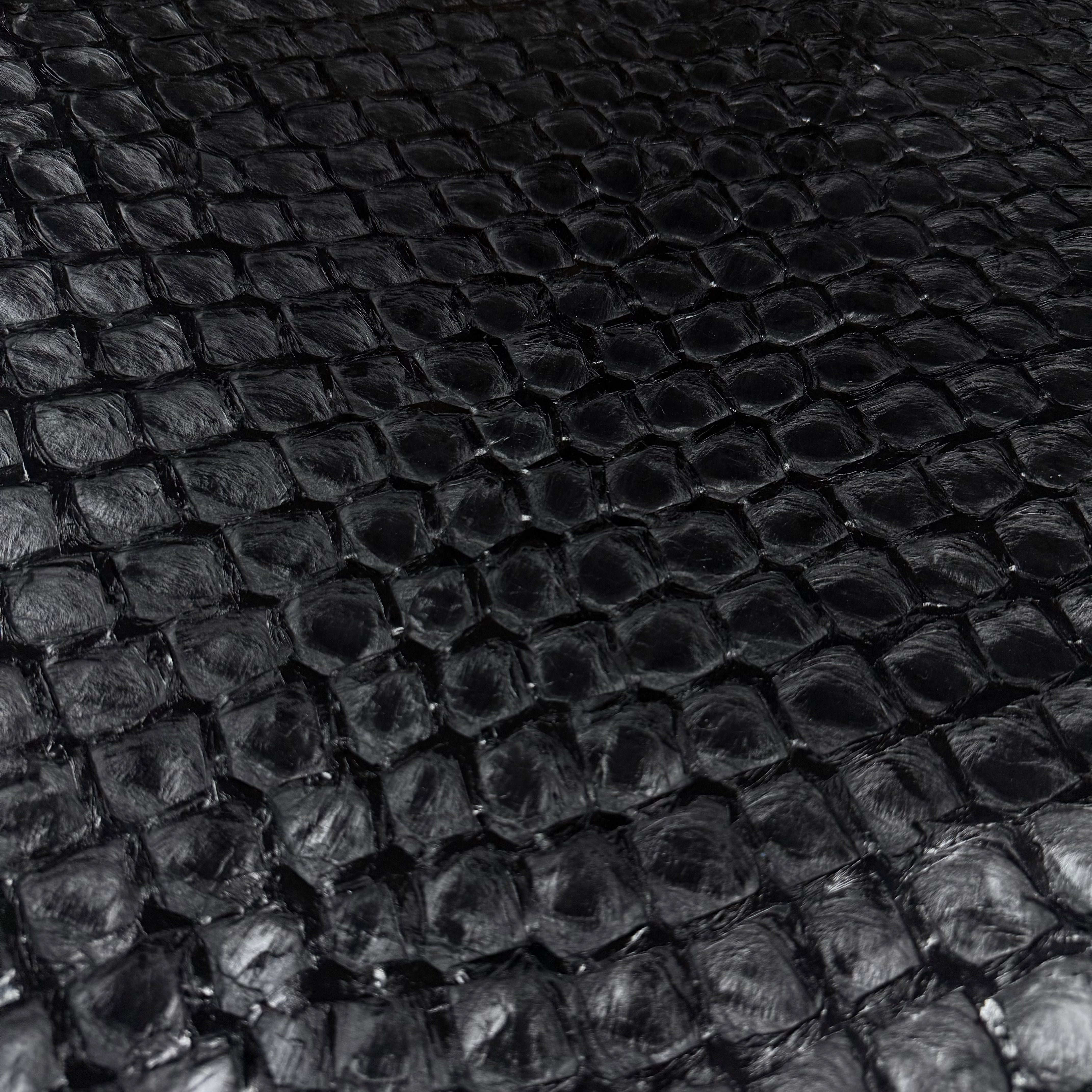 Pirarucu Fish Scale Leather | Glossy Black