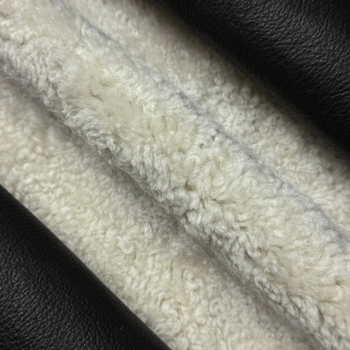 Super Lightweight Curly Merino Shearling, Black Nappa Back