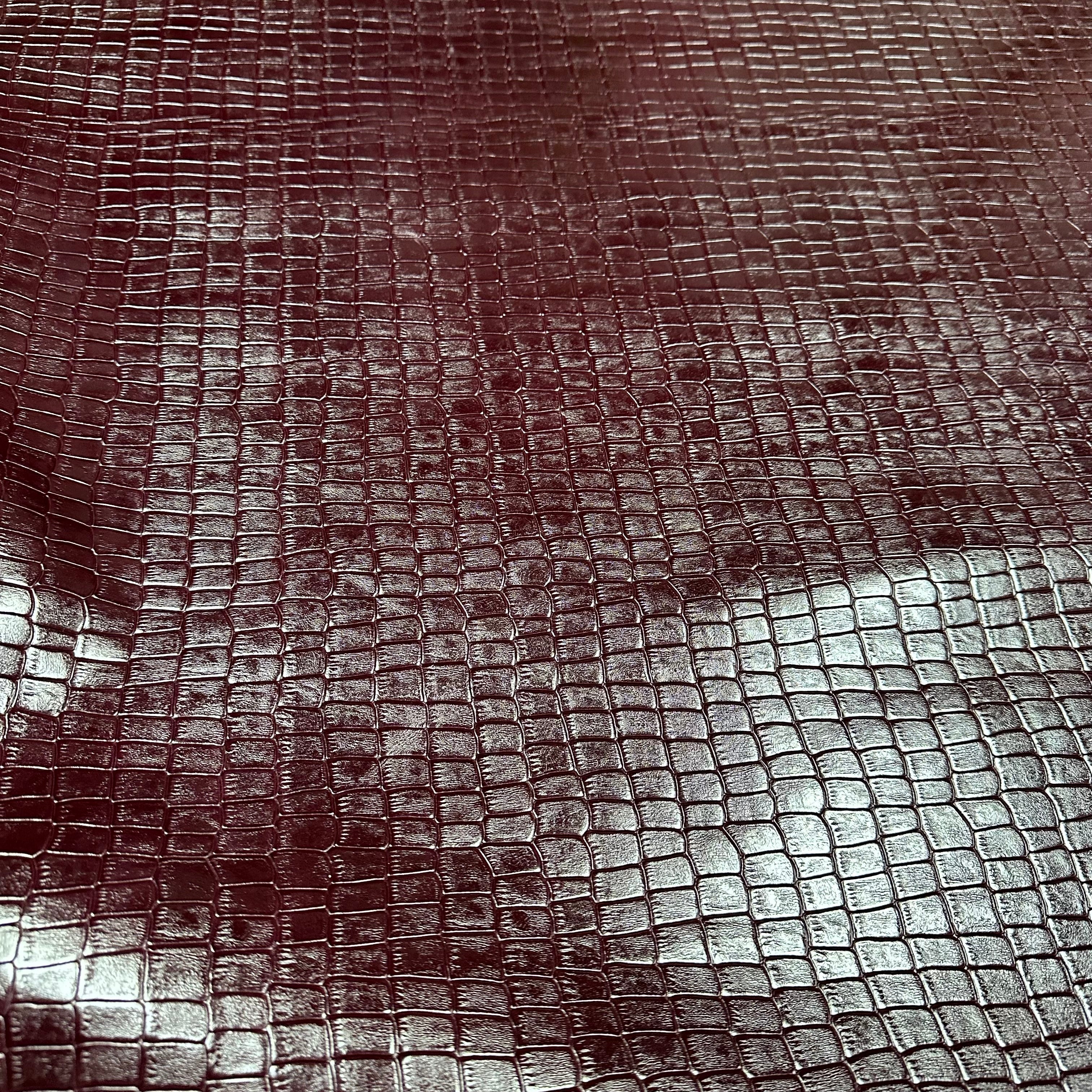 Croc Embossed Cow Side, 3-4 oz - Burgundy