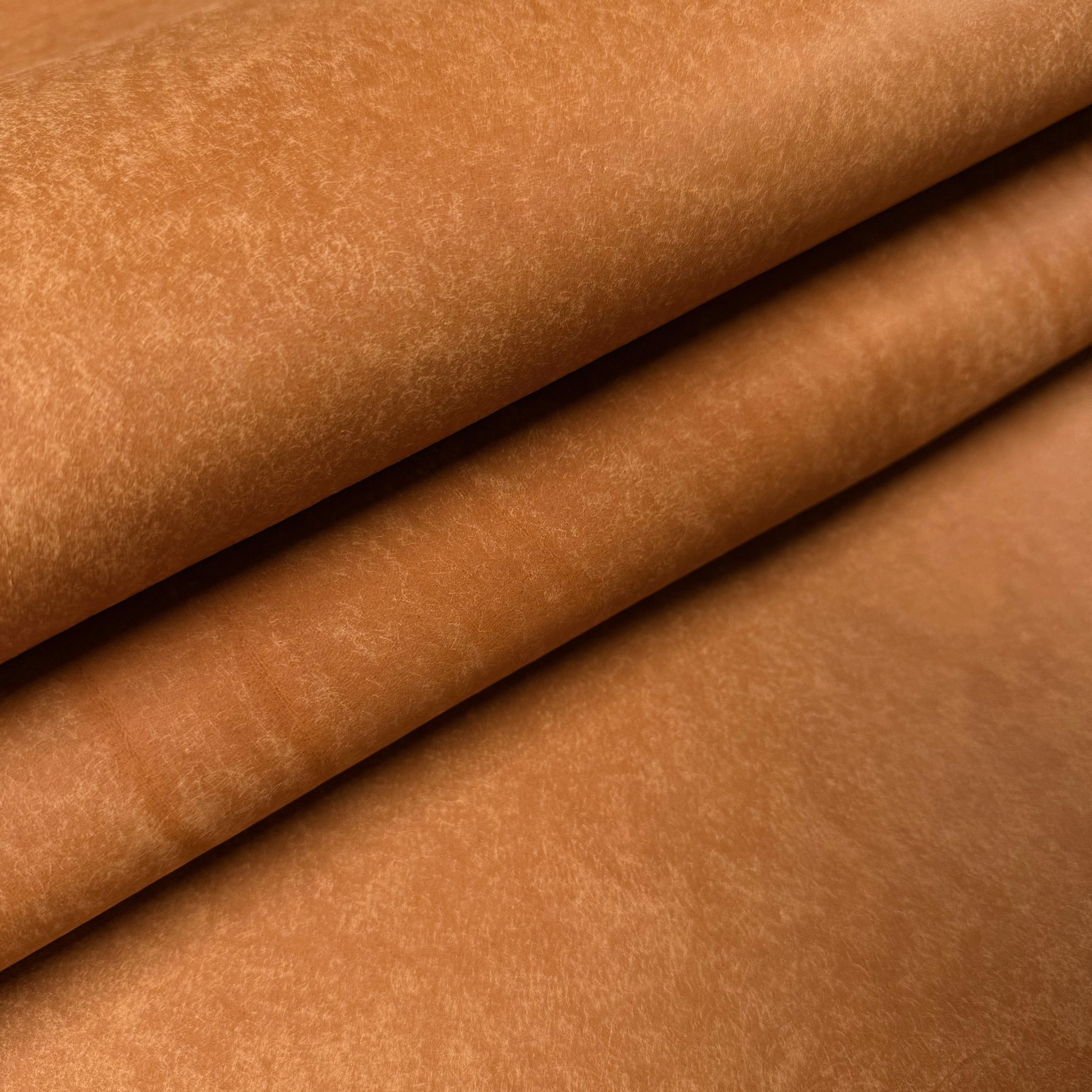 Tan Graffiti Italian Veg Tan leather by MPG Conceria, 3.5-4 oz hide with a soft, textured matte finish.