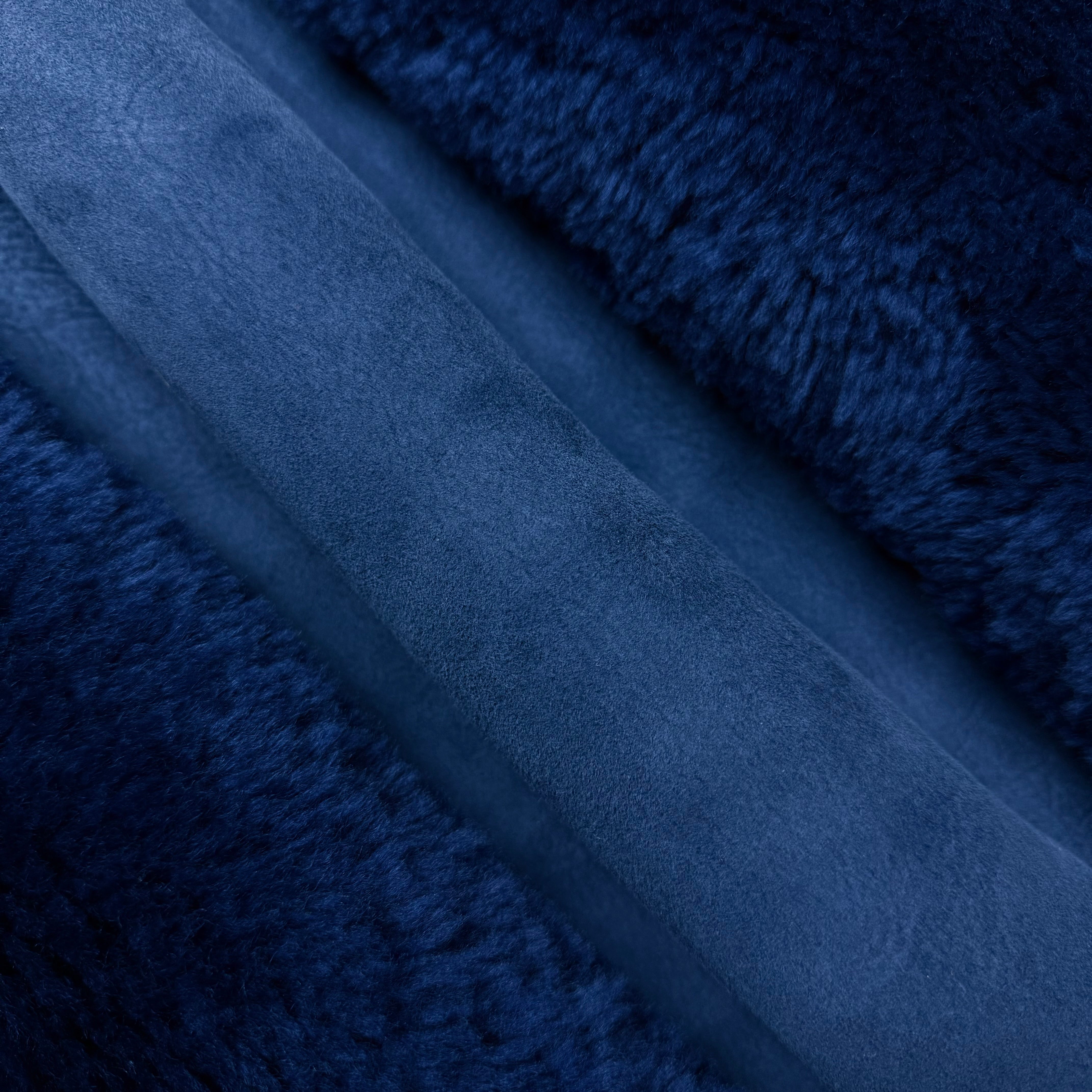 Long Pile Sheepskin Shearling, Suede Back - Blue & Green