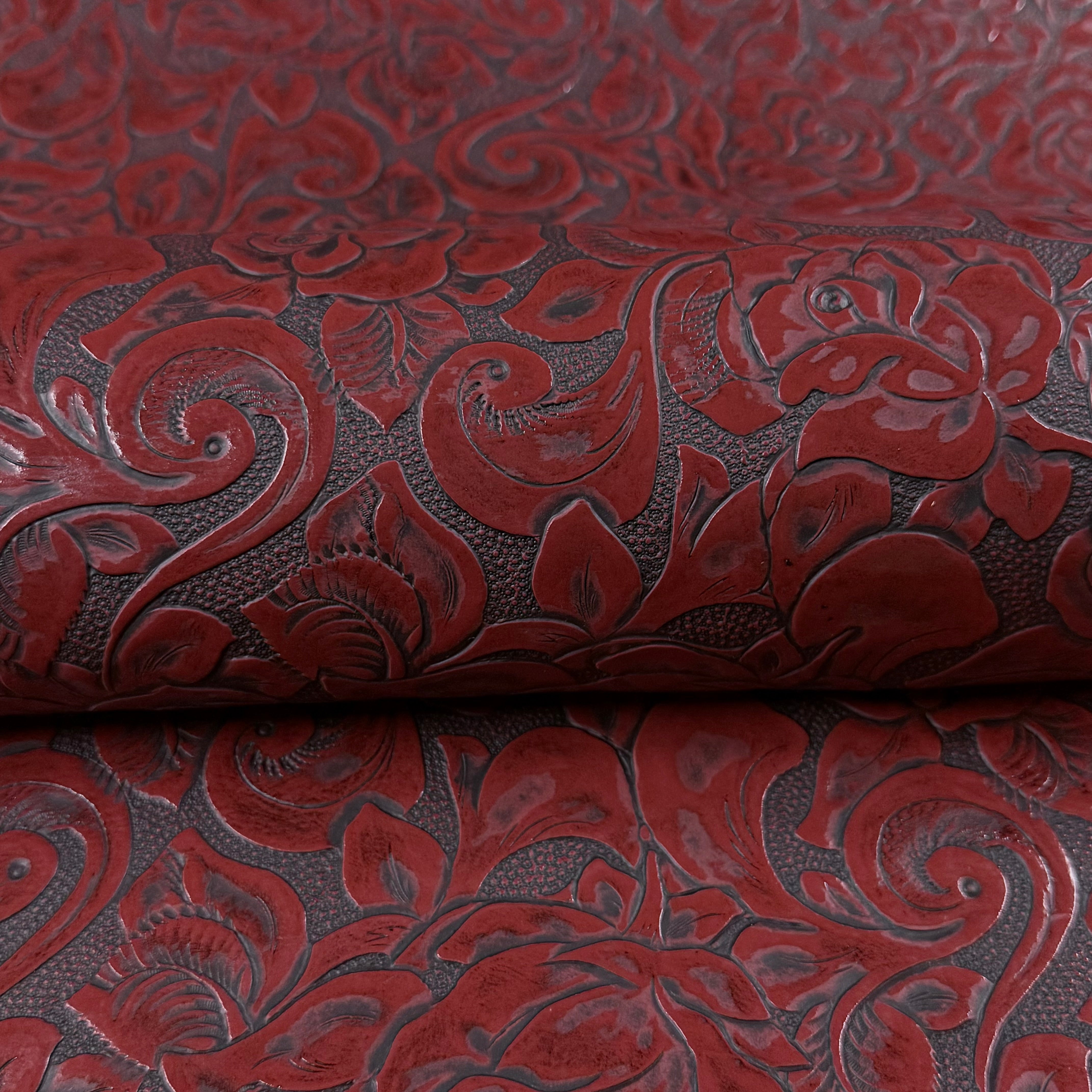 Hand-Stained Rose Floral Embossed Cow, 3 oz | 10 Colors