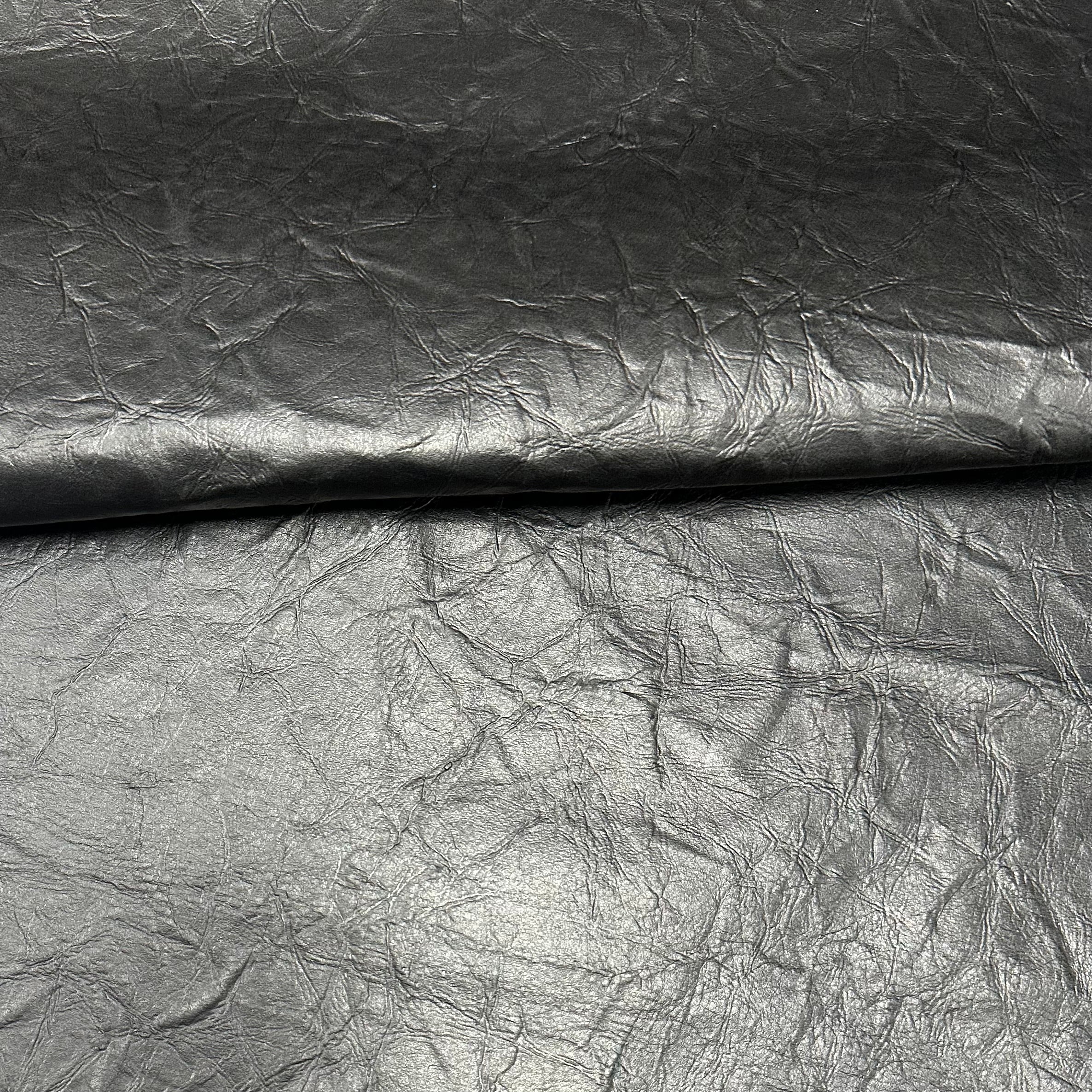 Crumple Washed Cow Leather, 2 oz | Black – LeatherSkins.com
