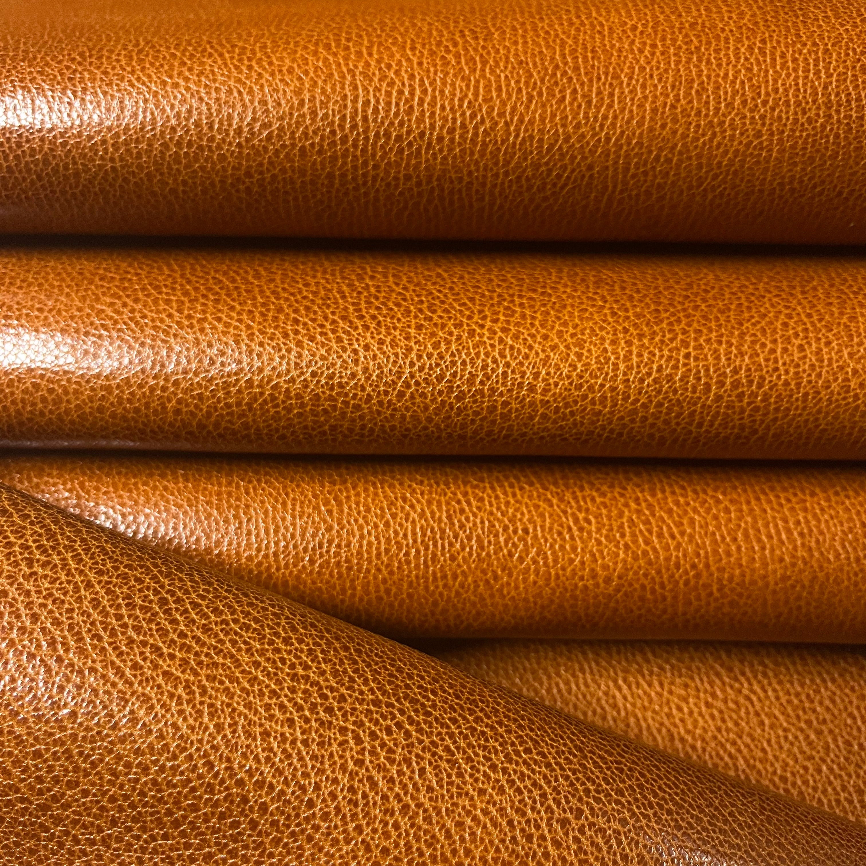 Goat Grain Embossed Cowhide, 3 oz | Cognac and Black