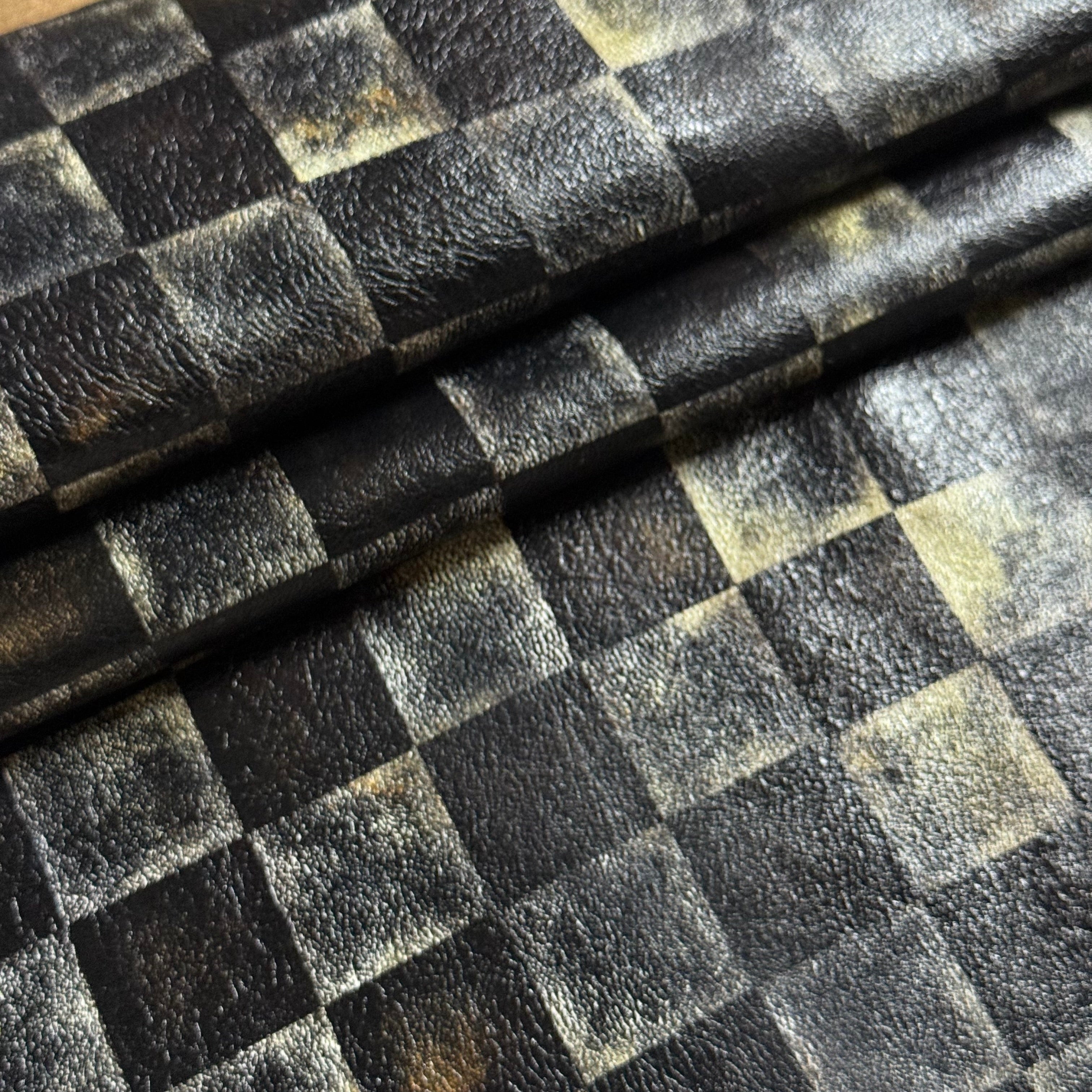 Distressed Metallic Checkerboard Printed Lamb, 3 oz