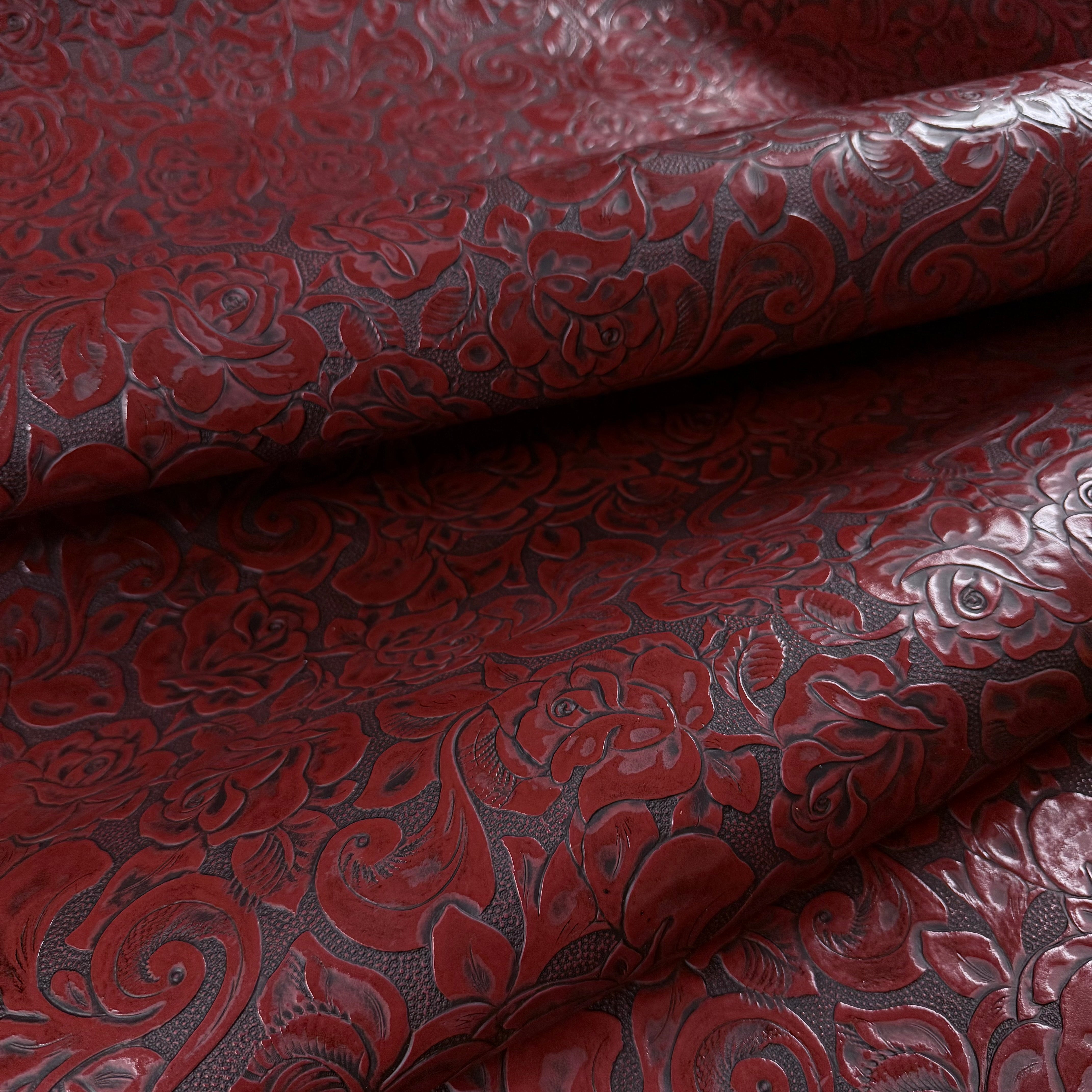 Hand-Stained Rose Floral Embossed Cow, 3 oz | 10 Colors