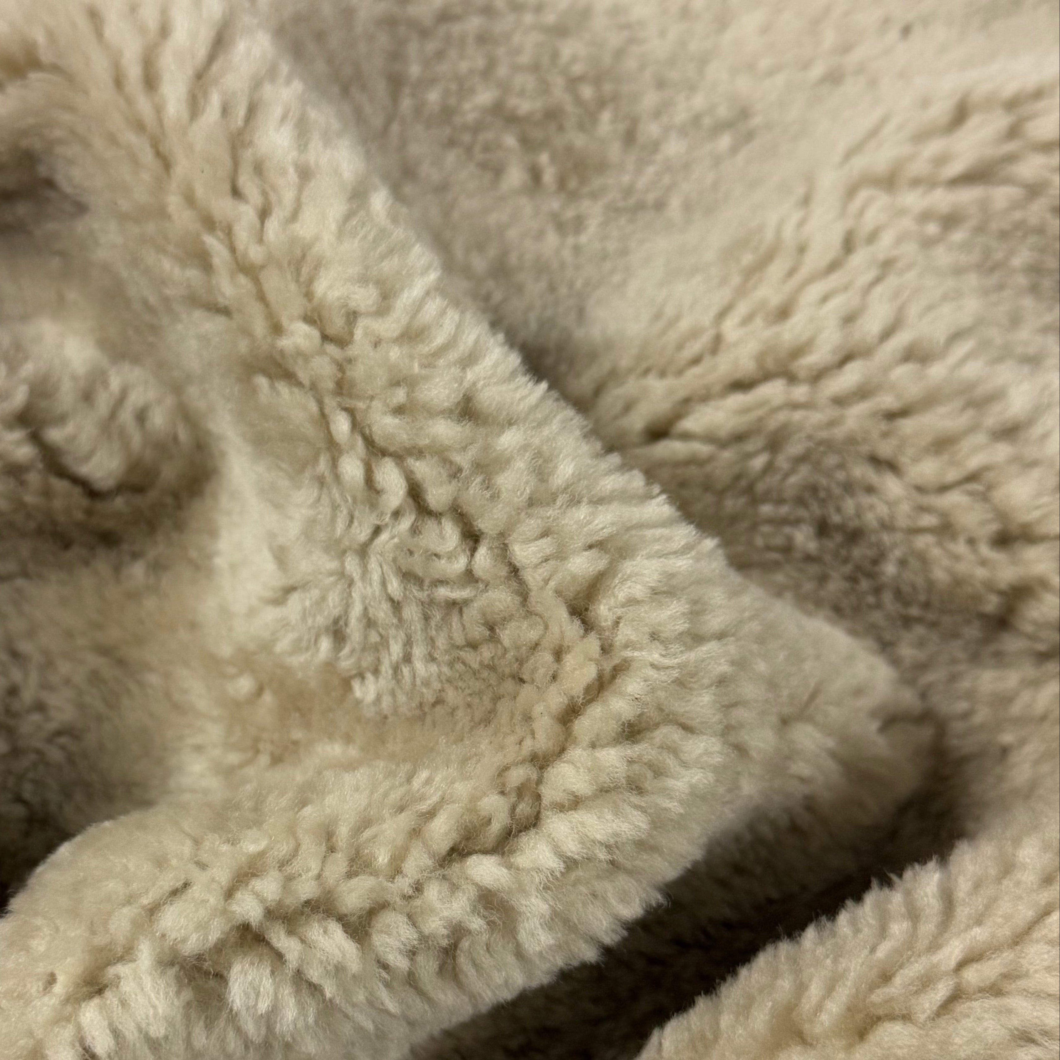 Natural Curly Merino Shearling, 10-12mm - Distressed Suede Back