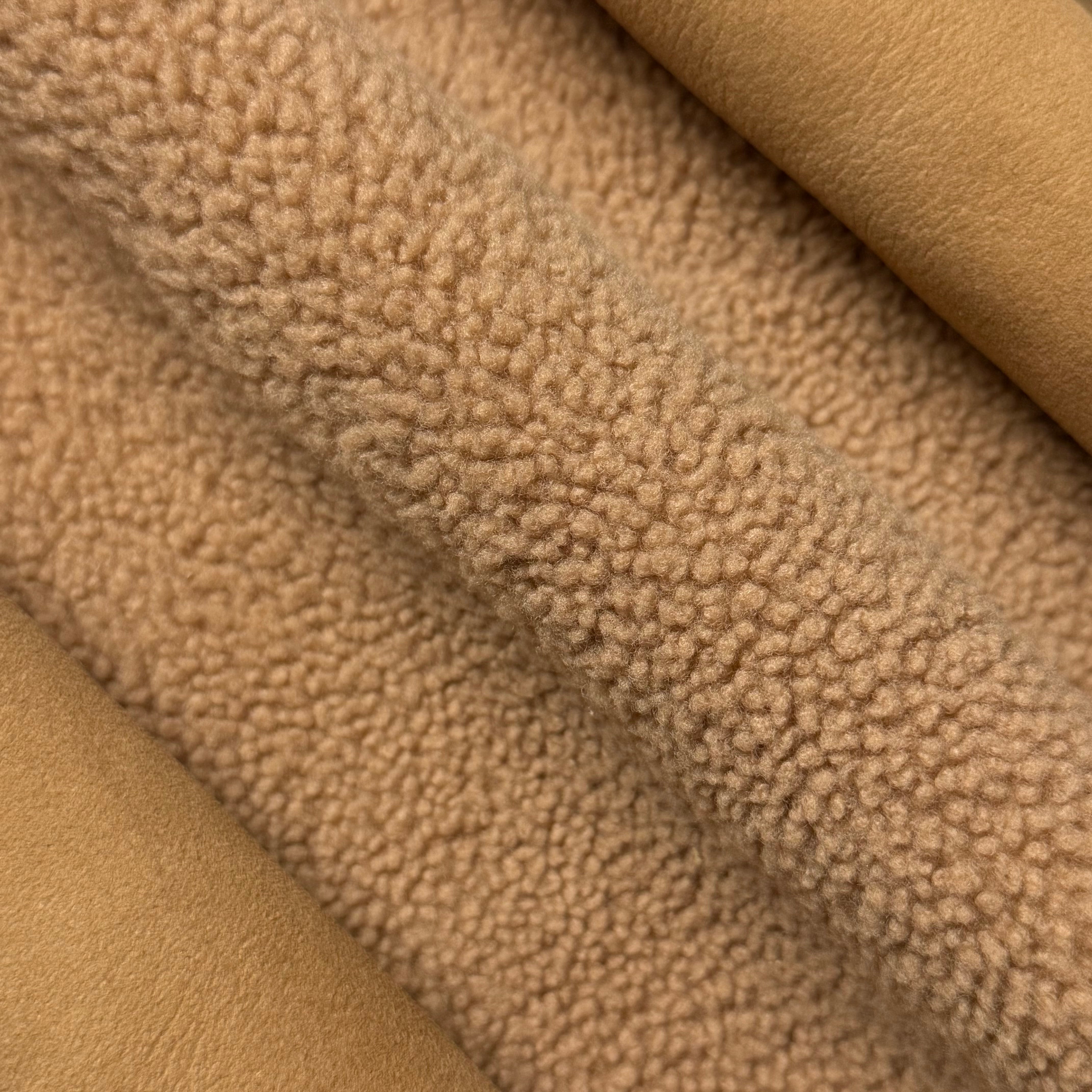 Curly Merino Shearling, Suede Back - Pecan & Gray