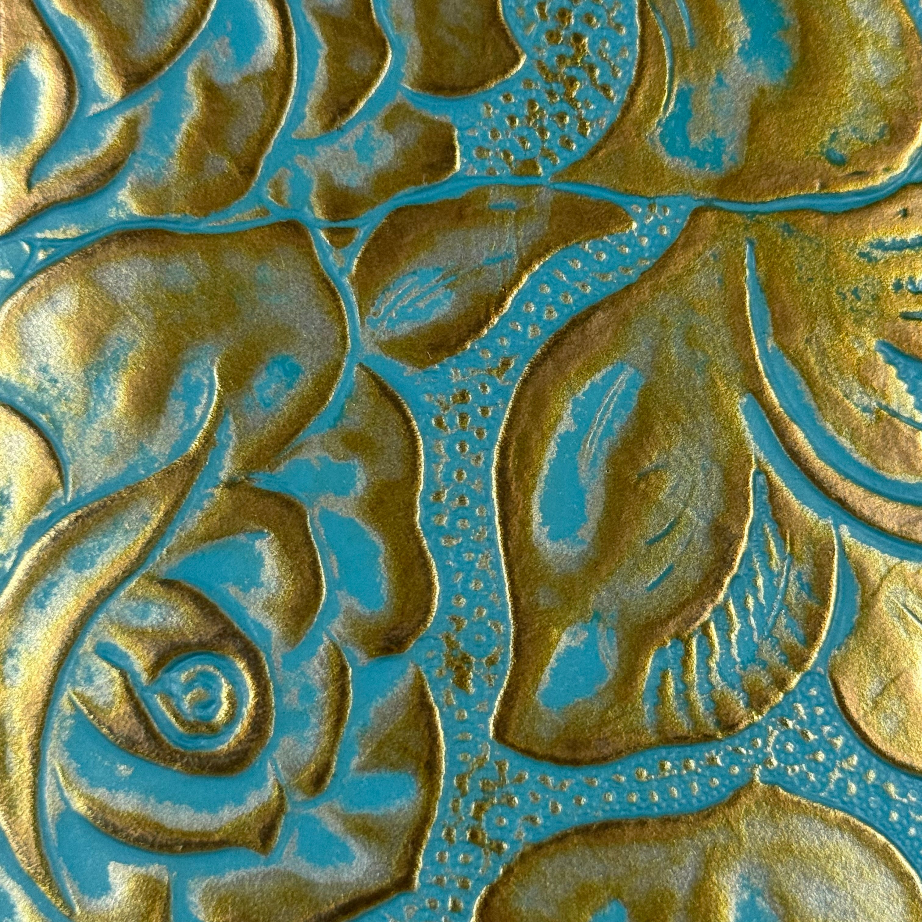 Hand-Stained Rose Floral Embossed Cow, 3 oz | 10 Colors