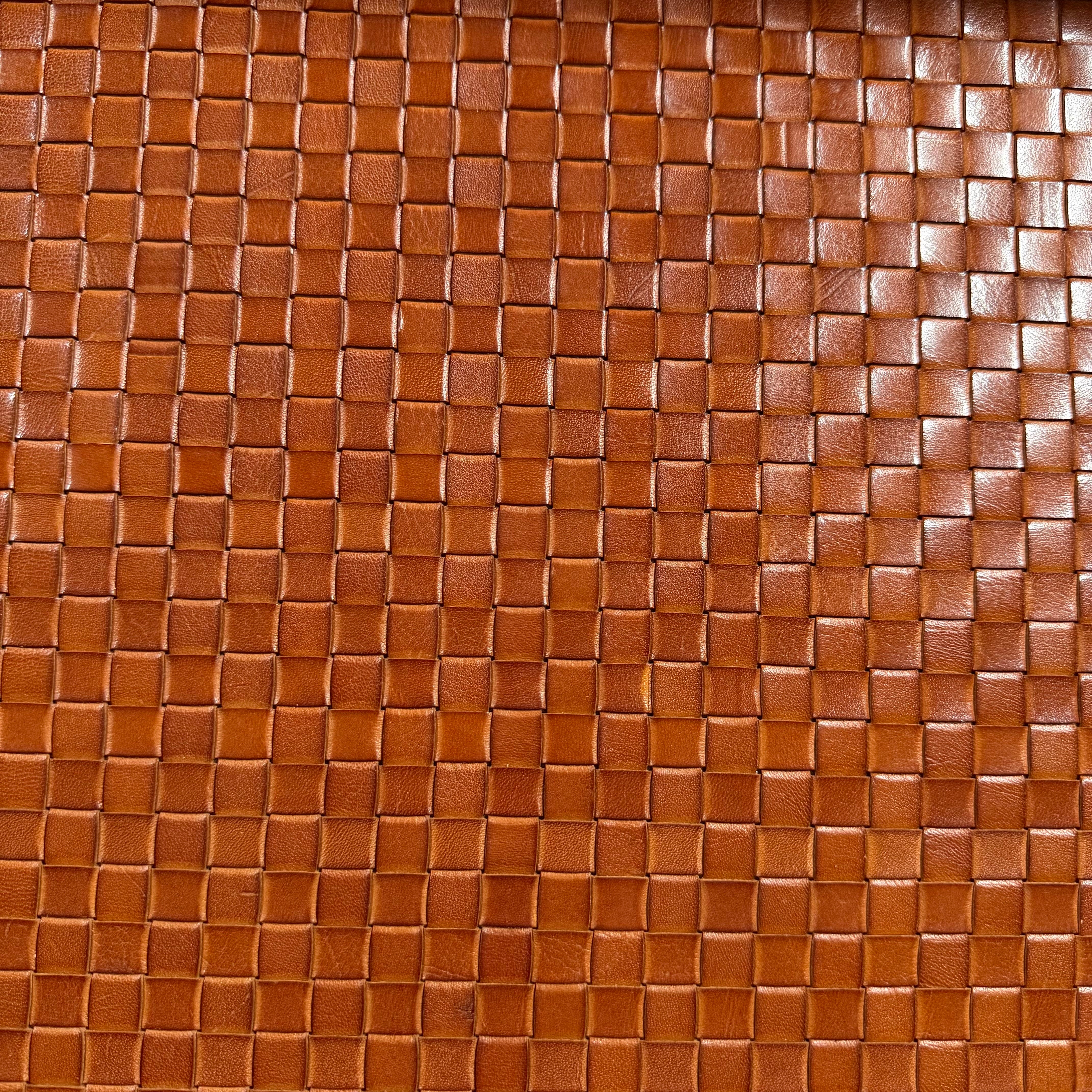 Hand-Woven Veg Tan Leather Panels, 5 ft x 2.5 ft | 3 Colors