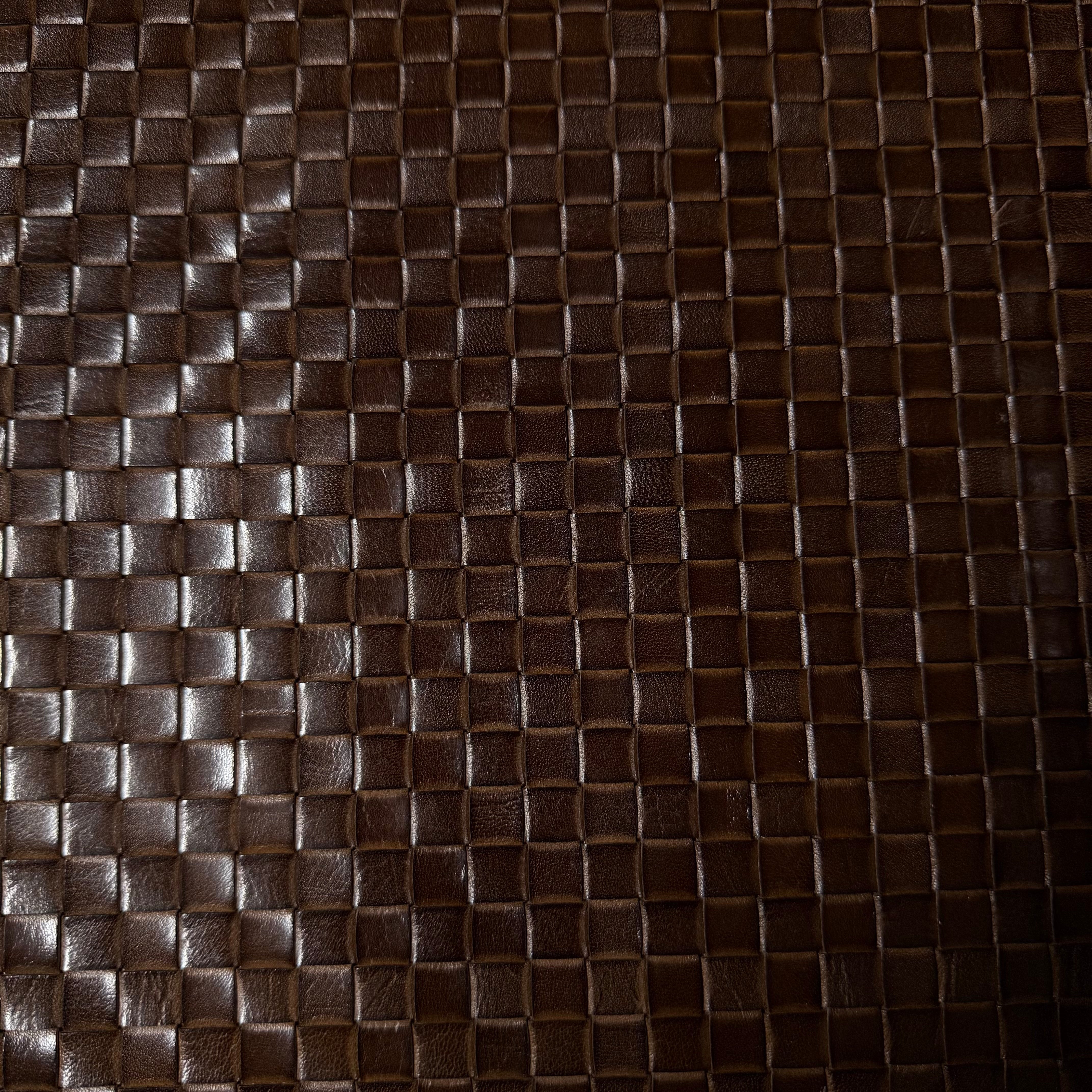 Hand-Woven Veg Tan Leather Panels, 5 ft x 2.5 ft | 3 Colors