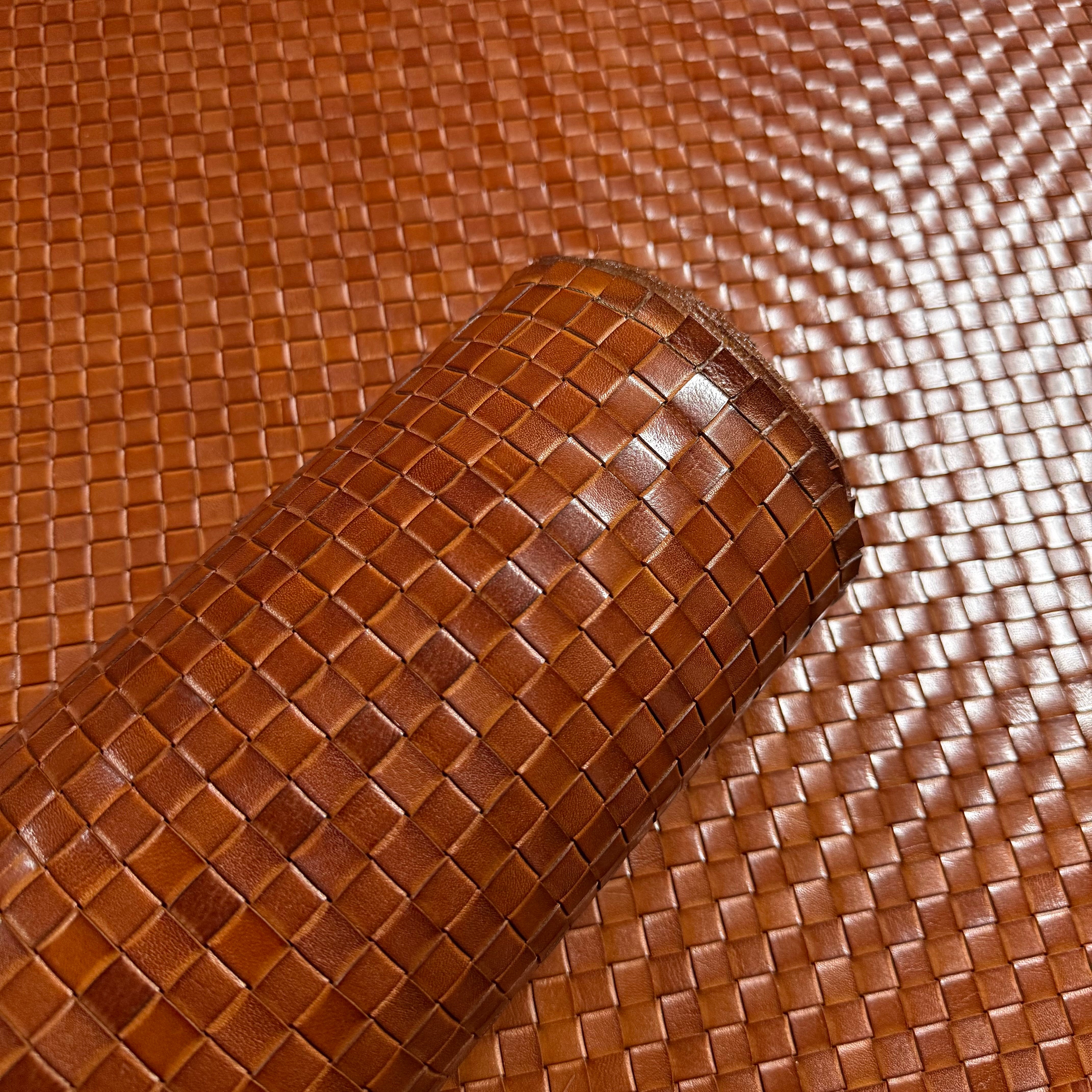 Hand-Woven Veg Tan Leather Panels, 5 ft x 2.5 ft | 3 Colors