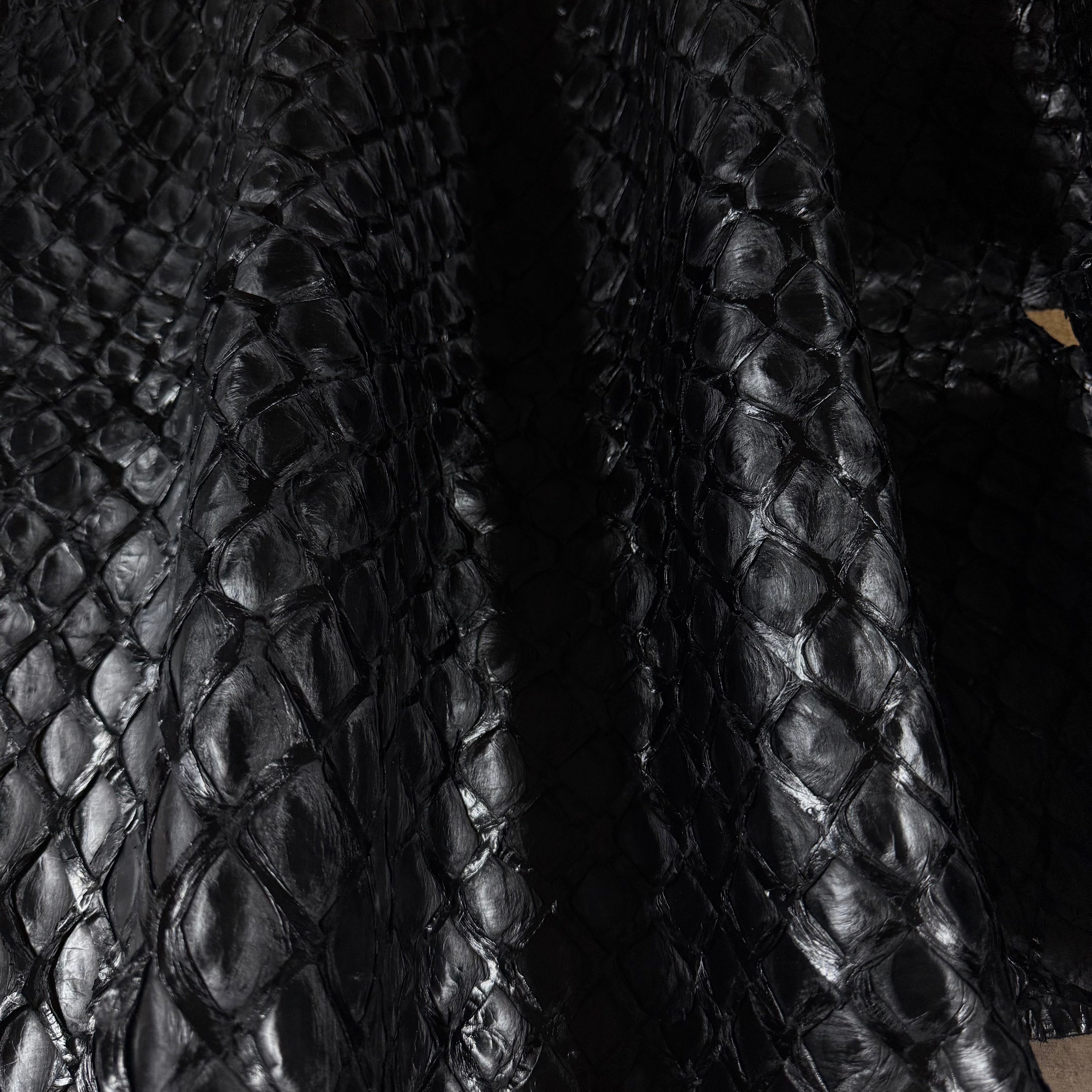 Pirarucu Fish Scale Leather | Glossy Black