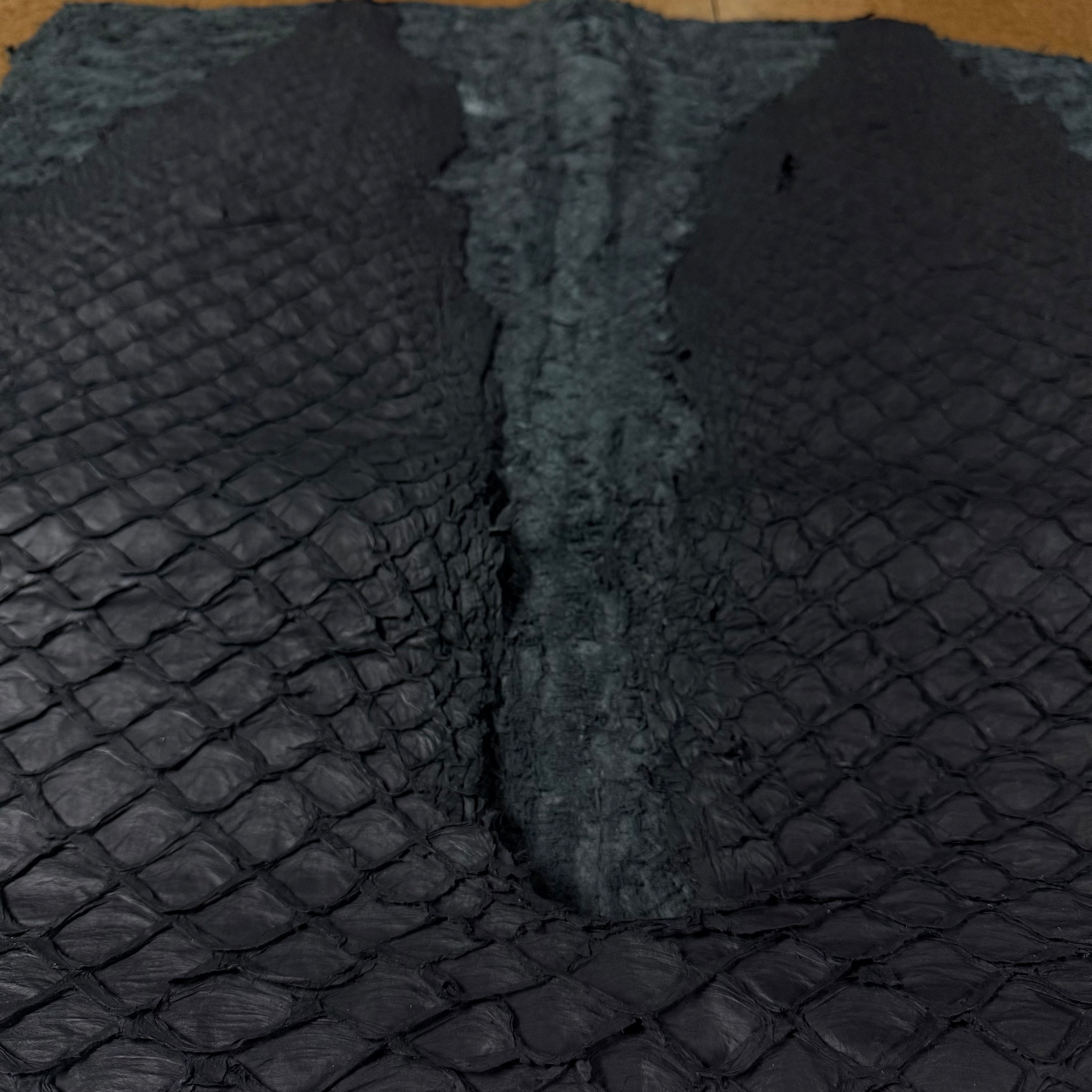 Pirarucu Fish Scale Leather | Matte Black
