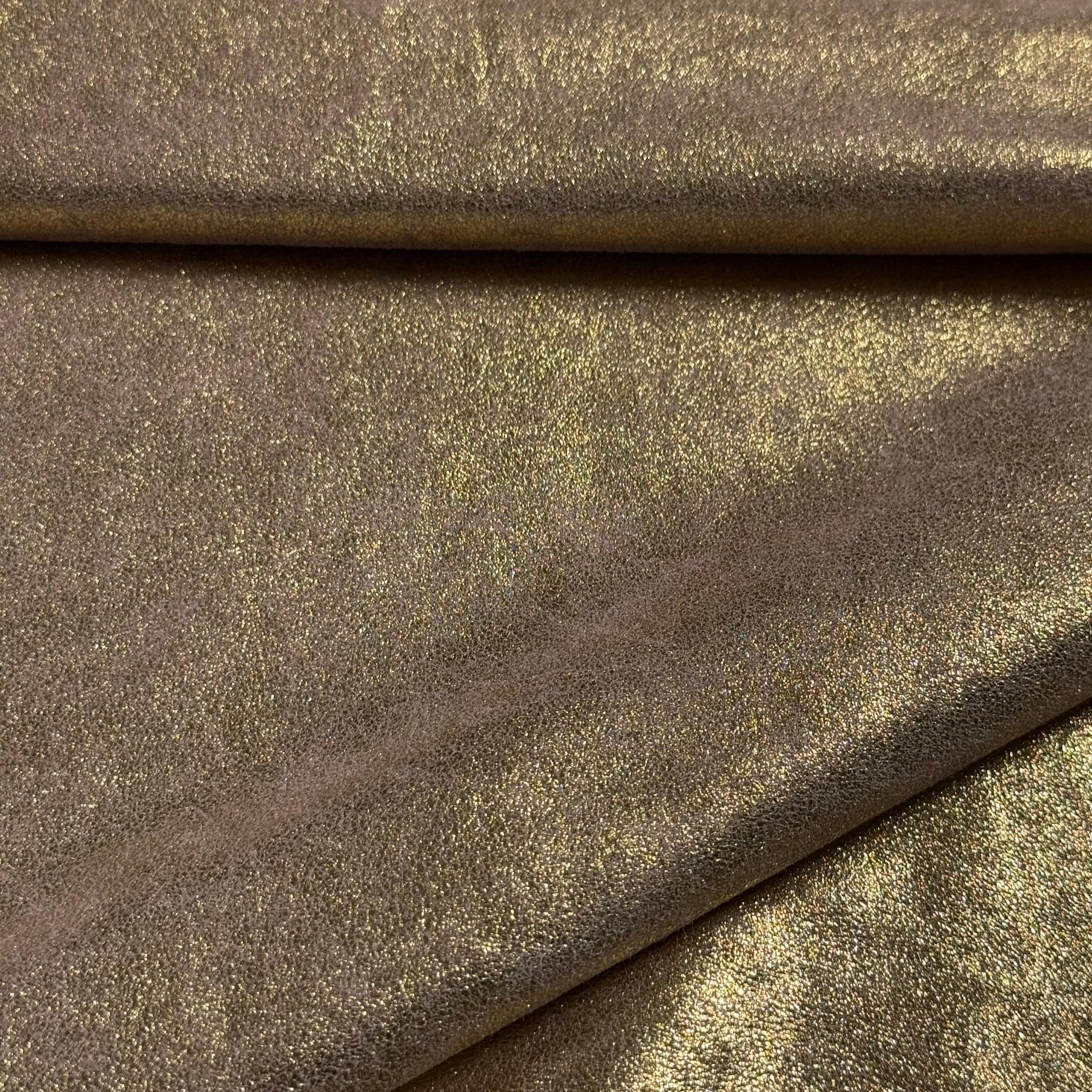 glitter foil goat suede gold