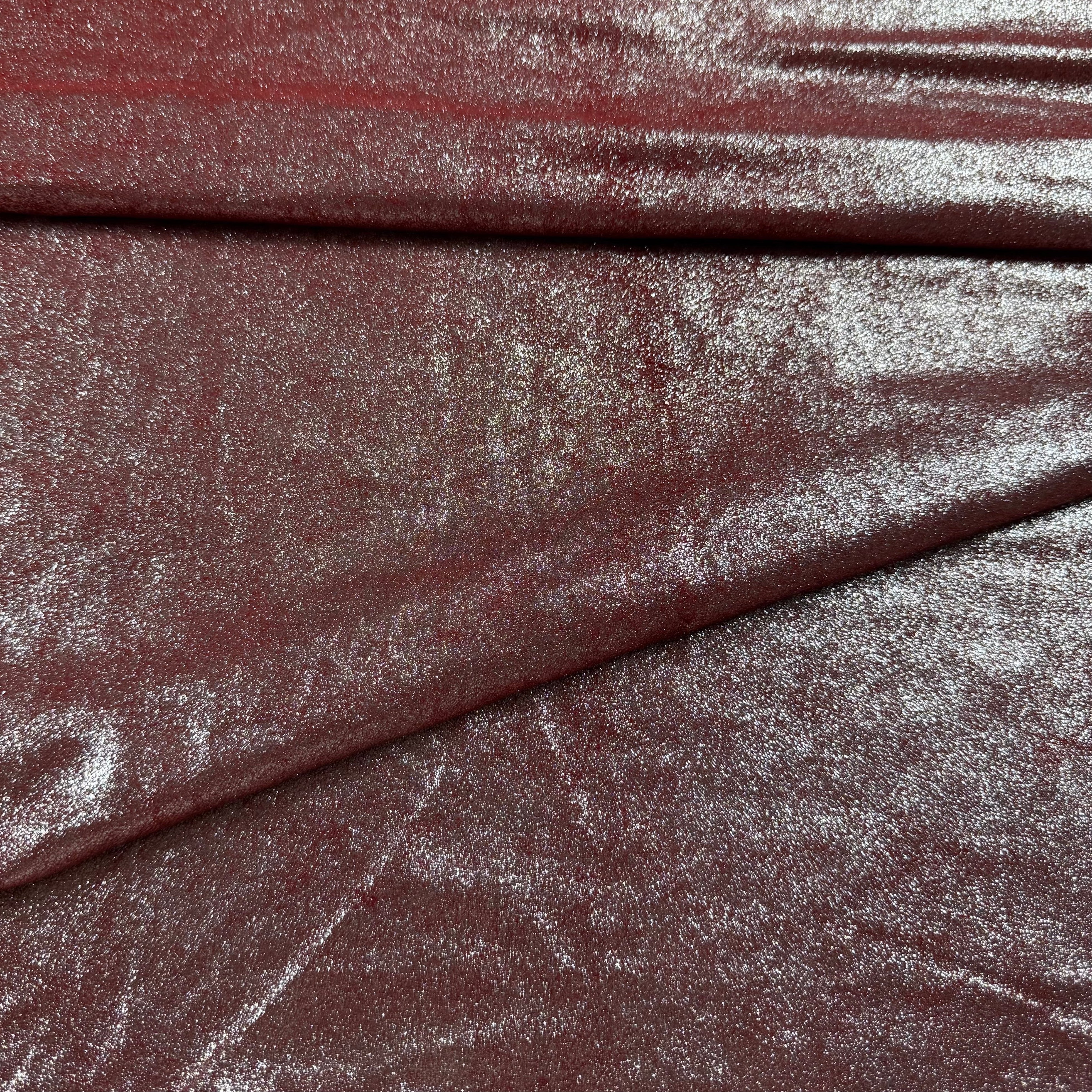 glitter foil goat suede red