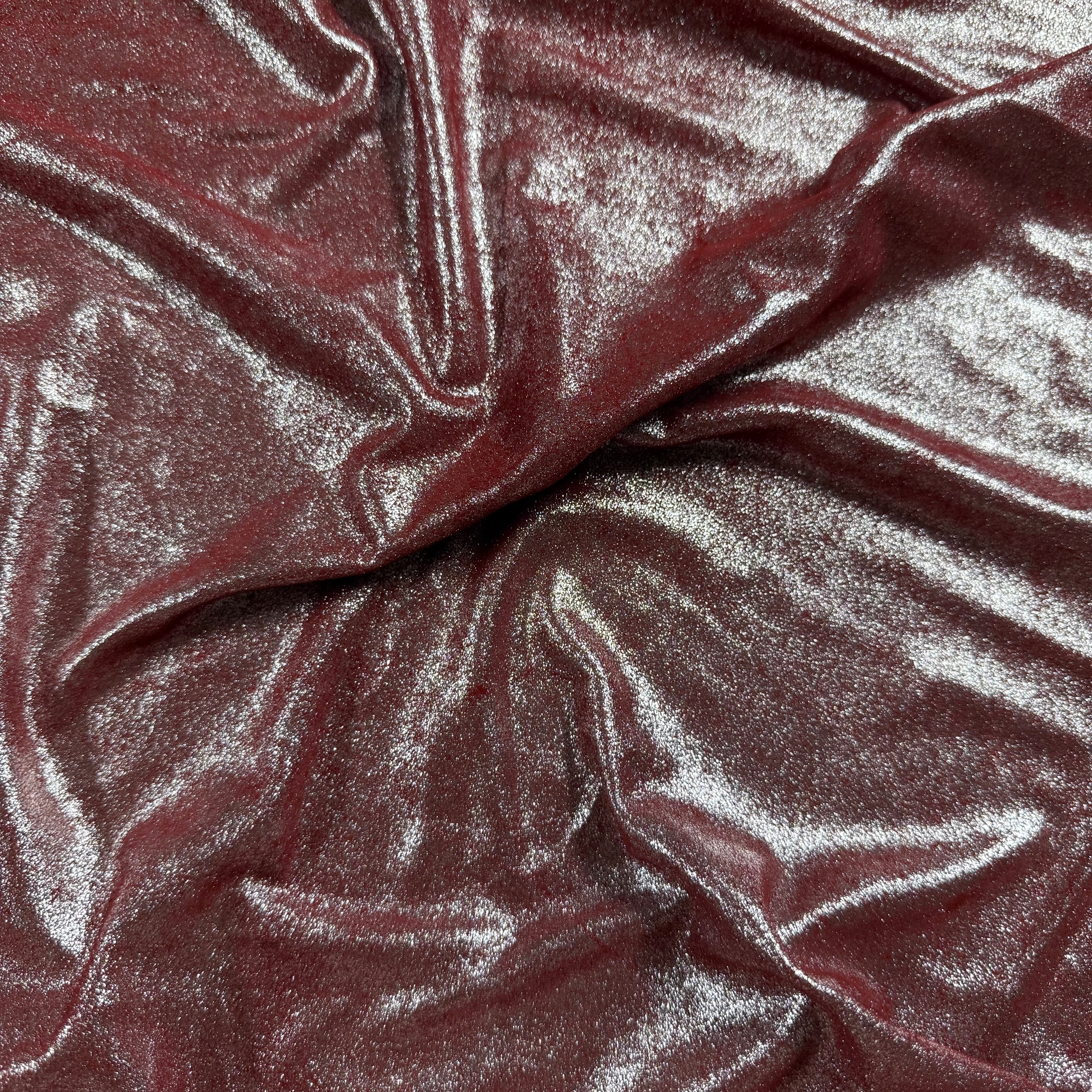 glitter foil goat suede red