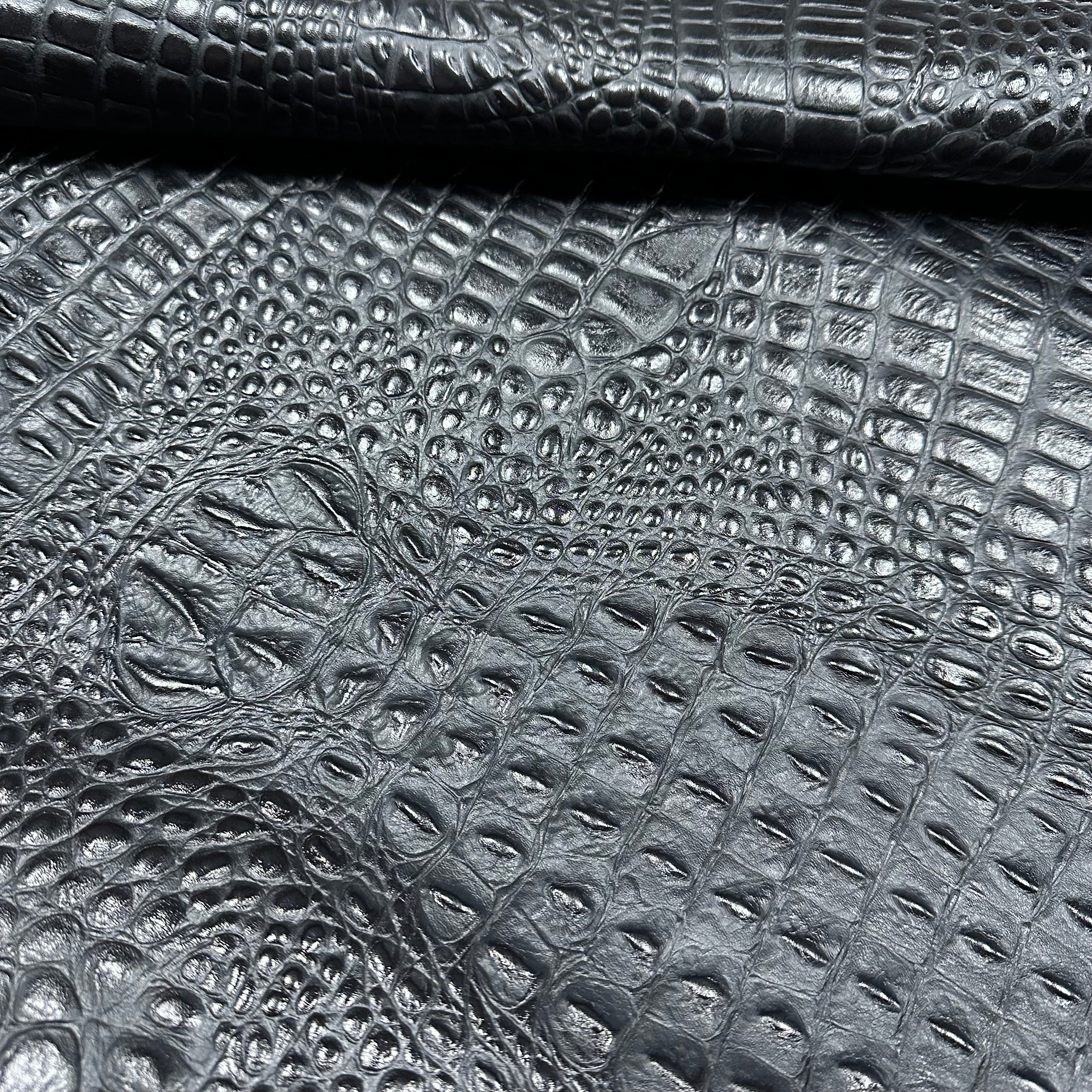 Hand-Stained Crocodile Embossed Cow Whole Hide | 25+ Colors