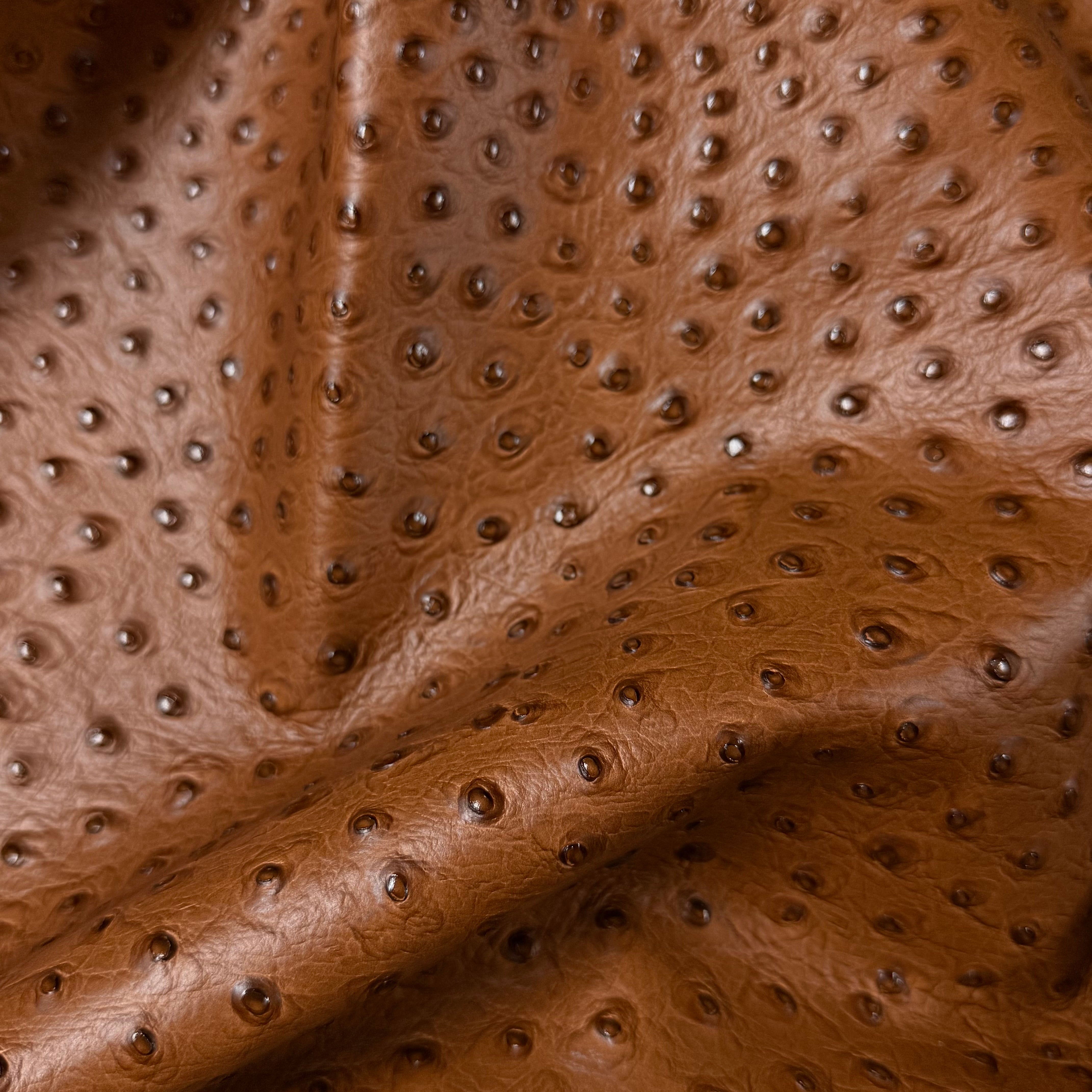 Ostrich Quill Embossed Cow, 2-3 oz - Cognac & Black