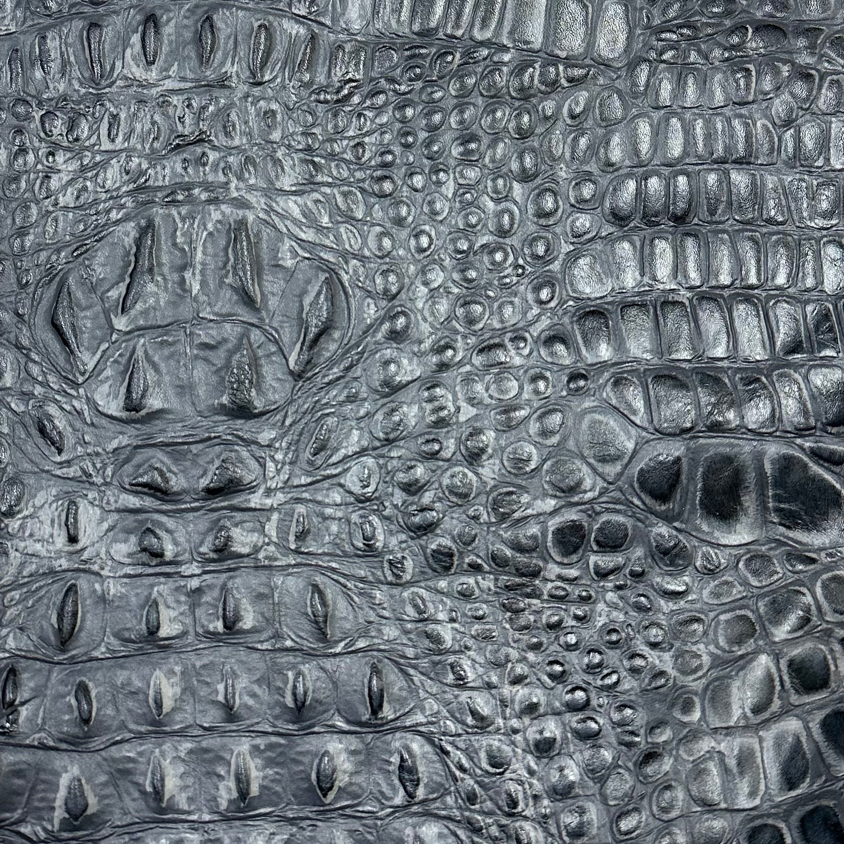 Hand-Stained Crocodile Embossed Cow Whole Hide | 25+ Colors