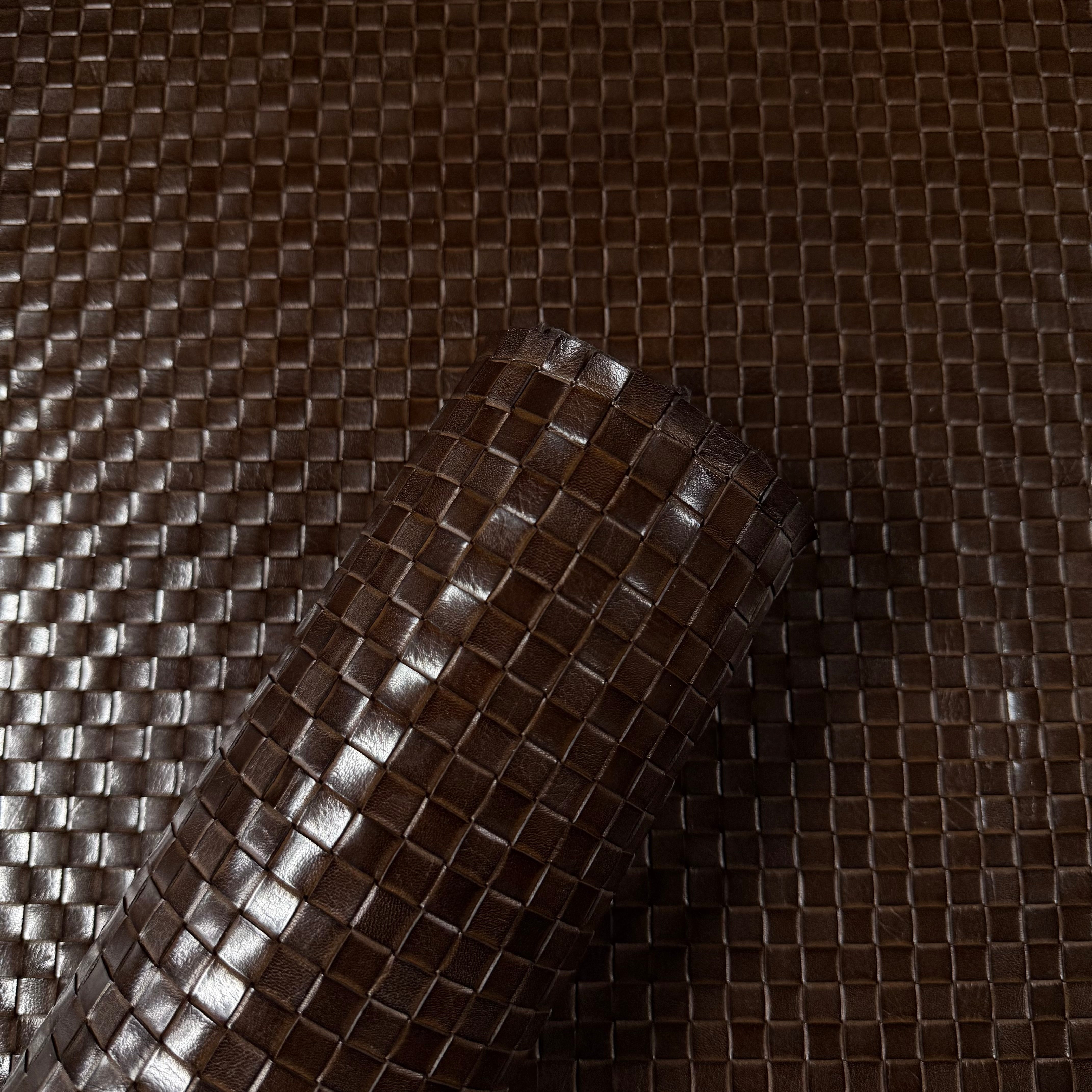 Hand-Woven Veg Tan Leather Panels, 5 ft x 2.5 ft | 3 Colors