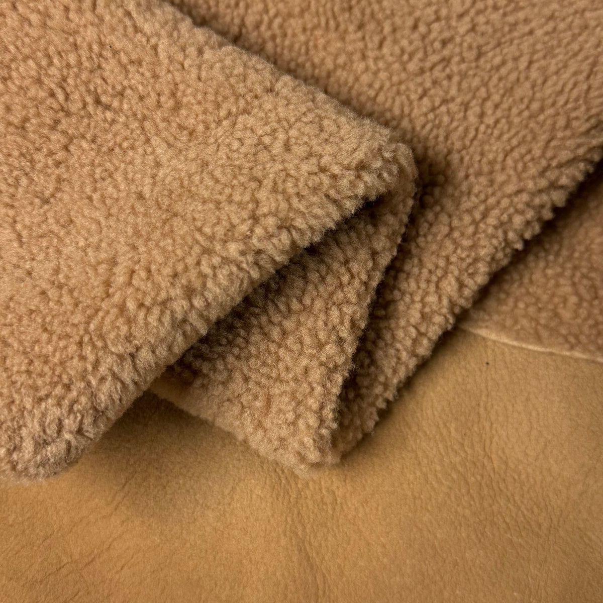 Curly Merino Shearling, Suede Back - Pecan & Gray