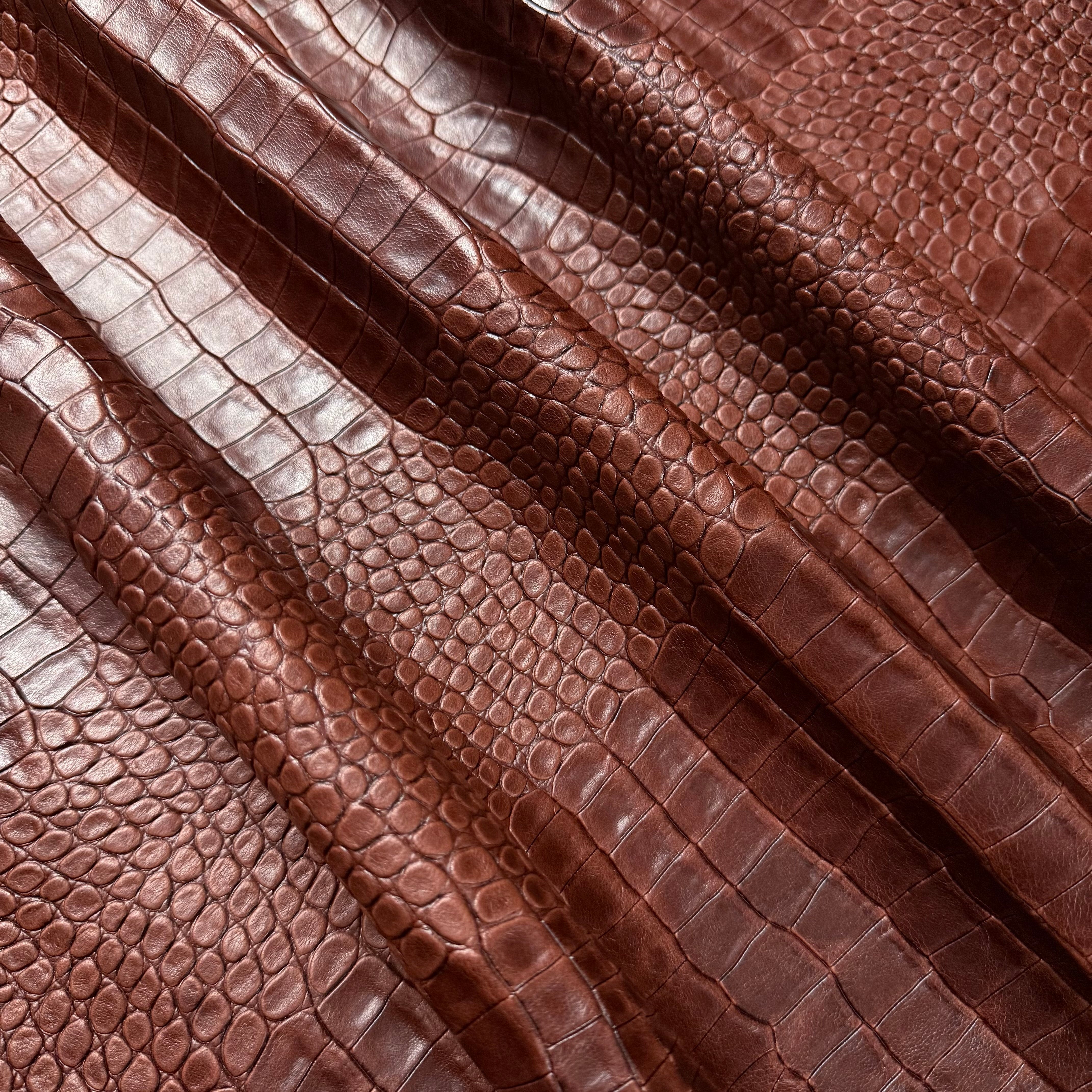 Two-Tone Veg Tan Crocodile Emboss Lambskin, 2 oz - 3 Colors