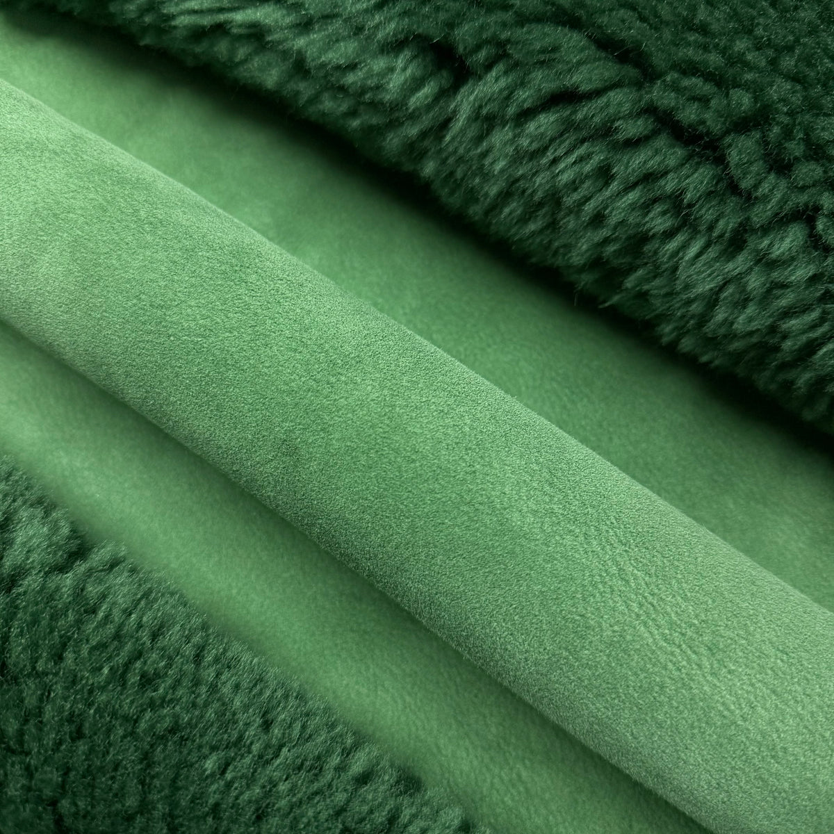 Long Pile Sheepskin Shearling, Suede Back - Blue & Green