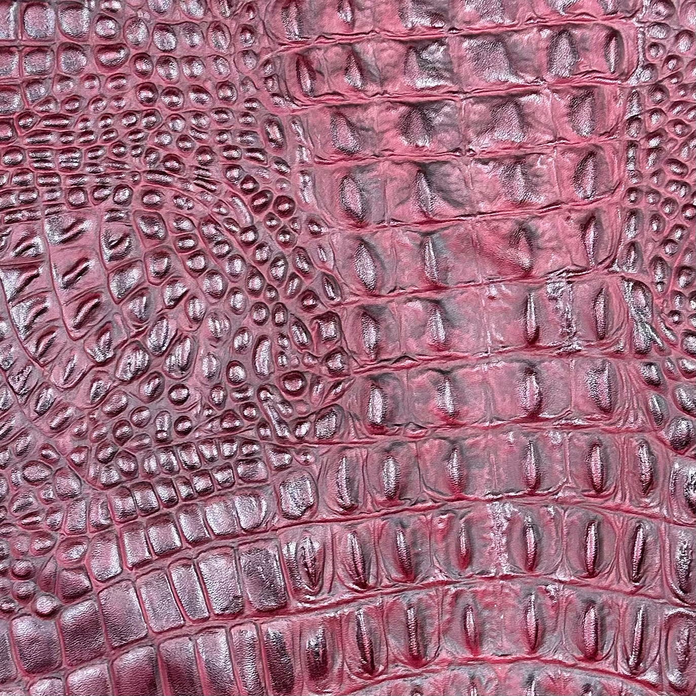 Hand-Stained Crocodile Embossed Cow Whole Hide | 25+ Colors