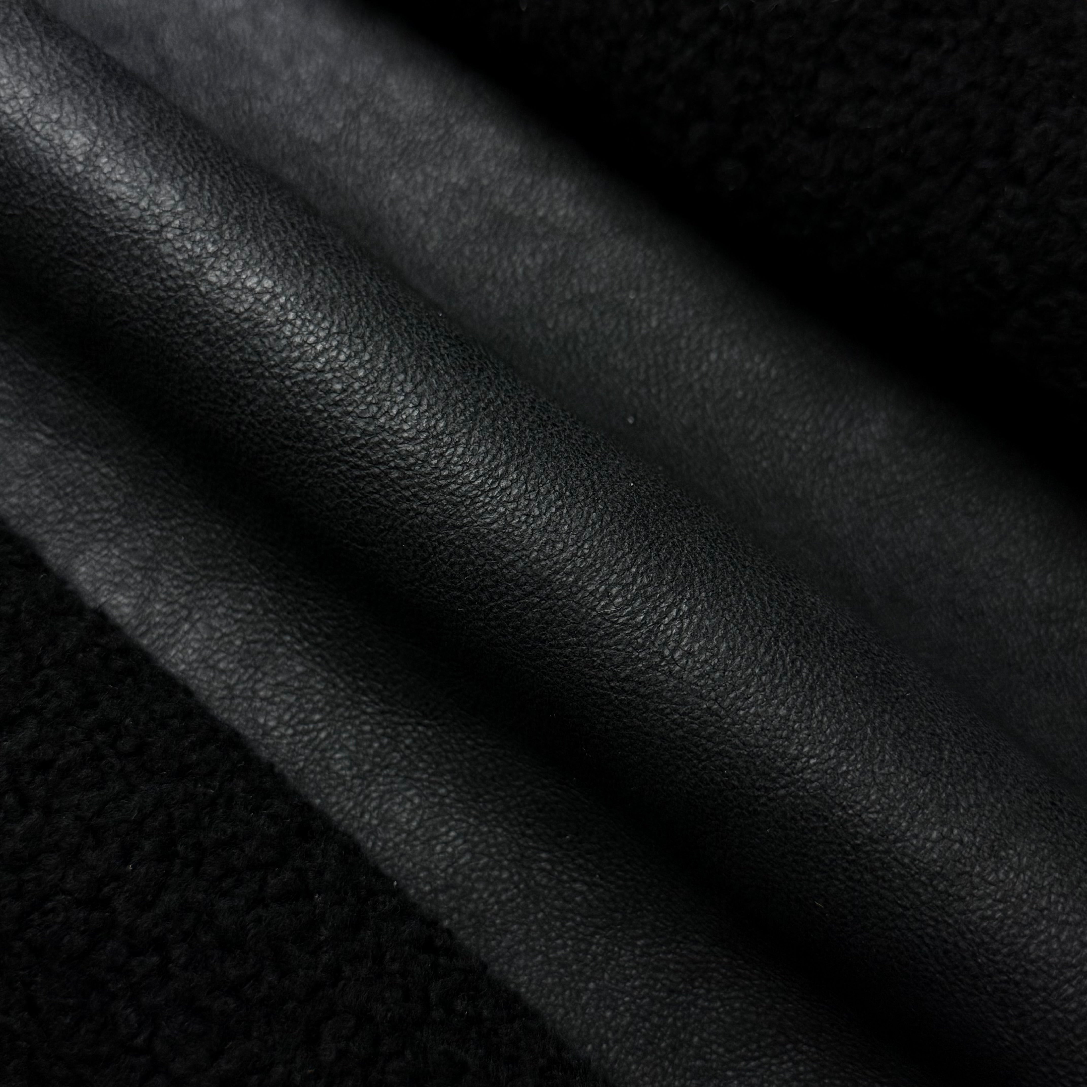 Super Lightweight Curly Merino Shearling, Black Nappa Back