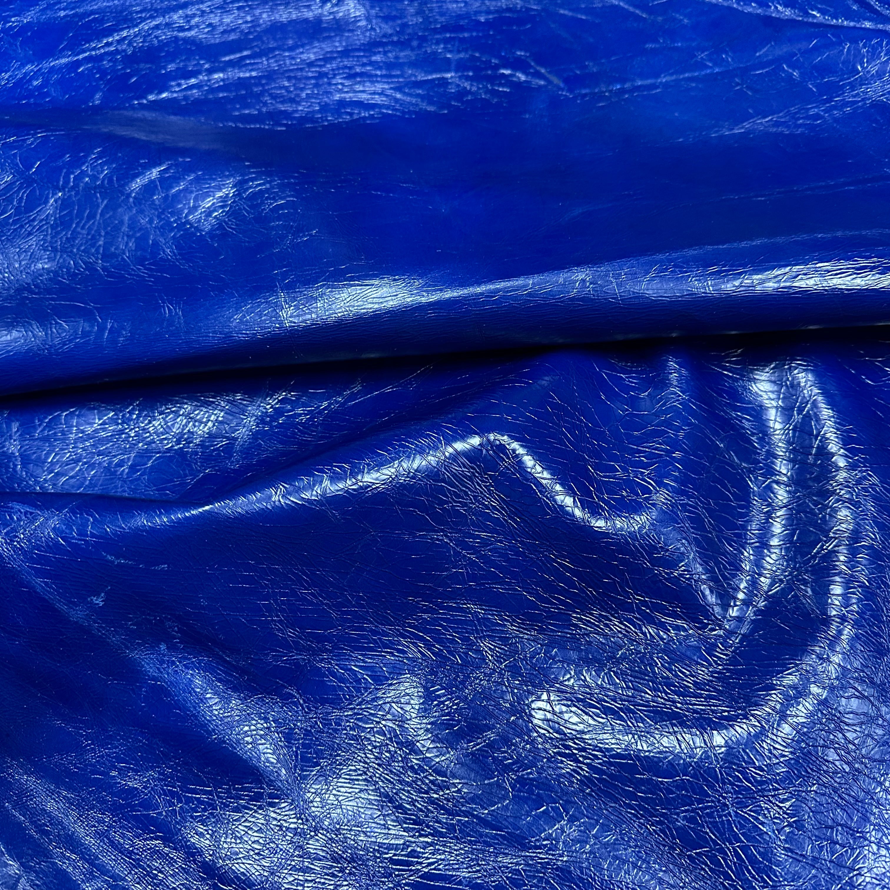 Blue Semi-Patent Crinkle Lamb