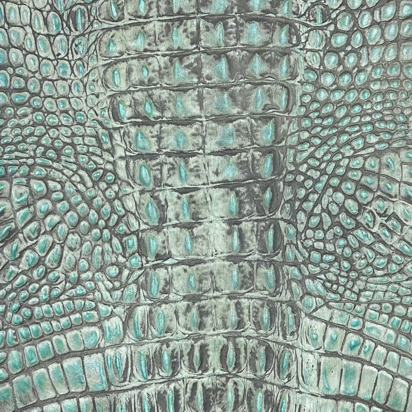 Hand-Stained Crocodile Embossed Cow Whole Hide | 25+ Colors