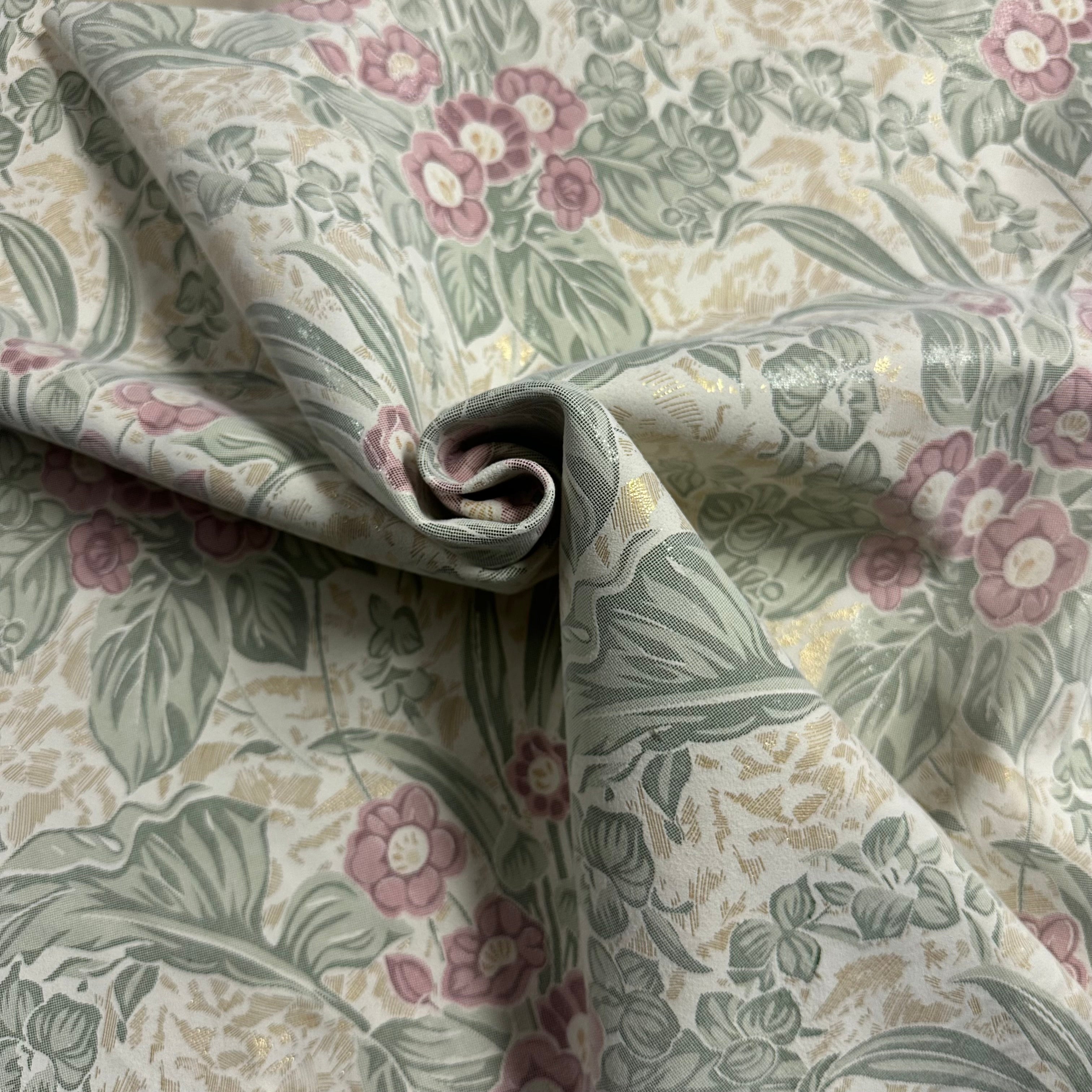 Reversible Floral Print Lamb, 2oz | Cream with Gold Undertone