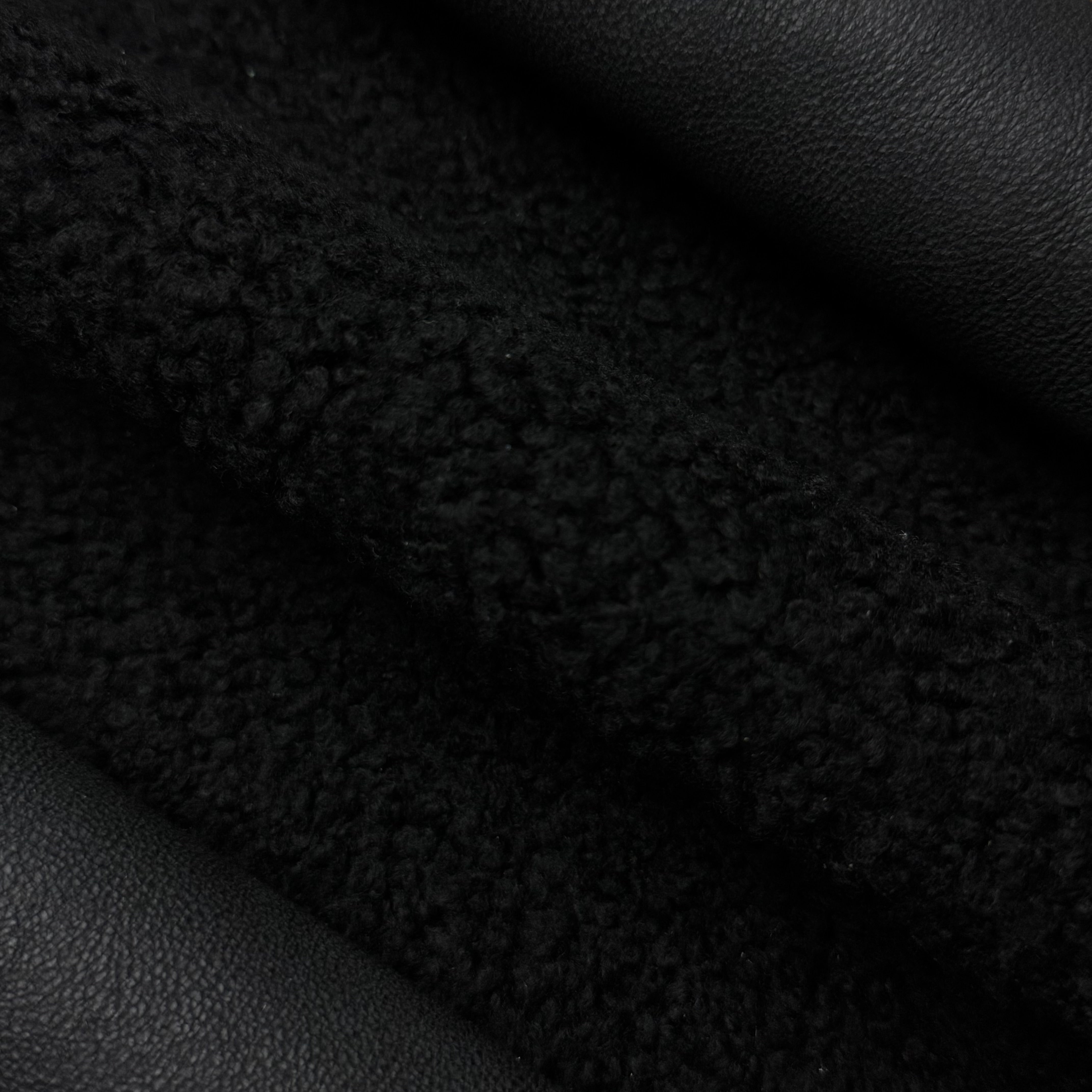Super Lightweight Curly Merino Shearling, Black Nappa Back
