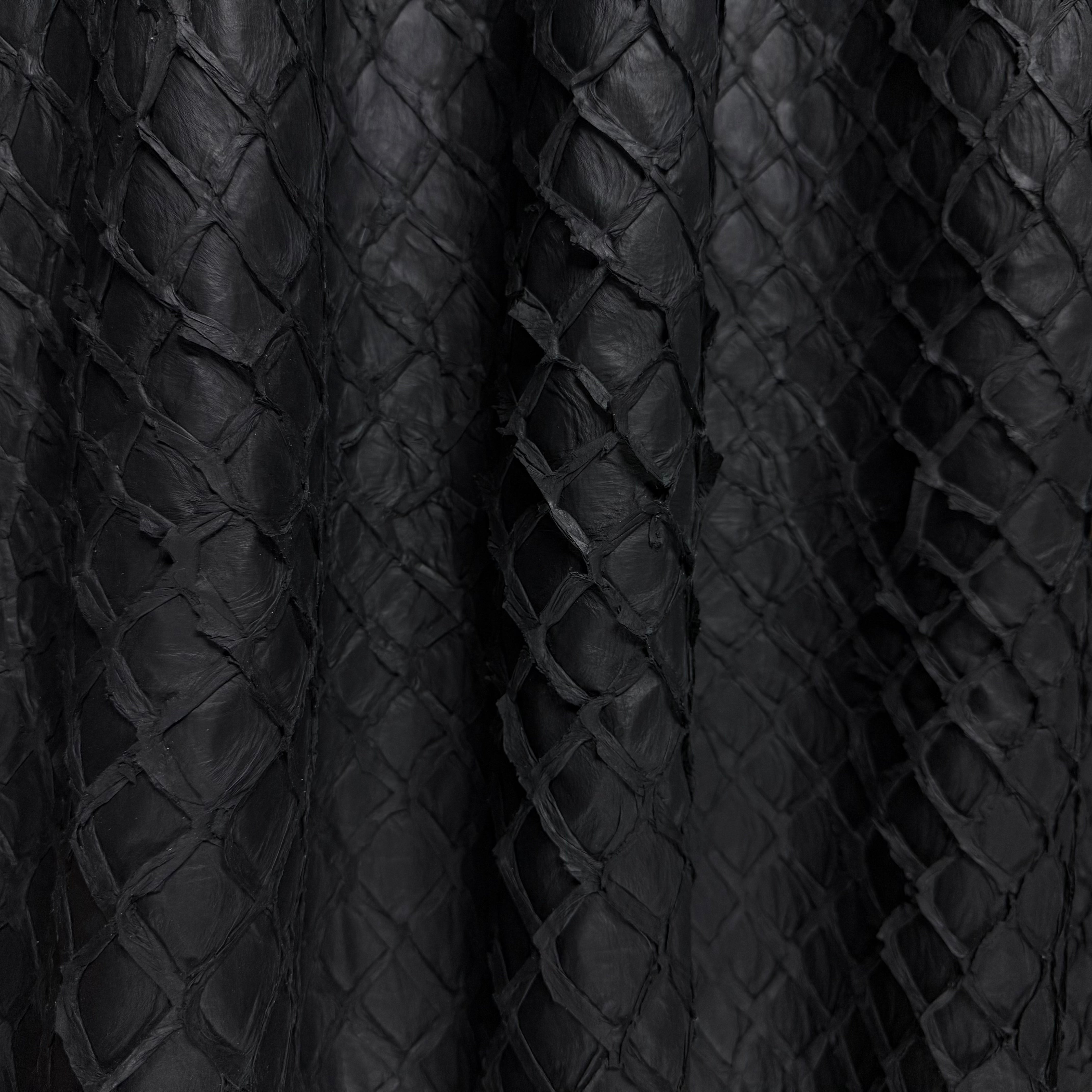 Amazon Pirarucu Fish Skin Leather | Matte Black