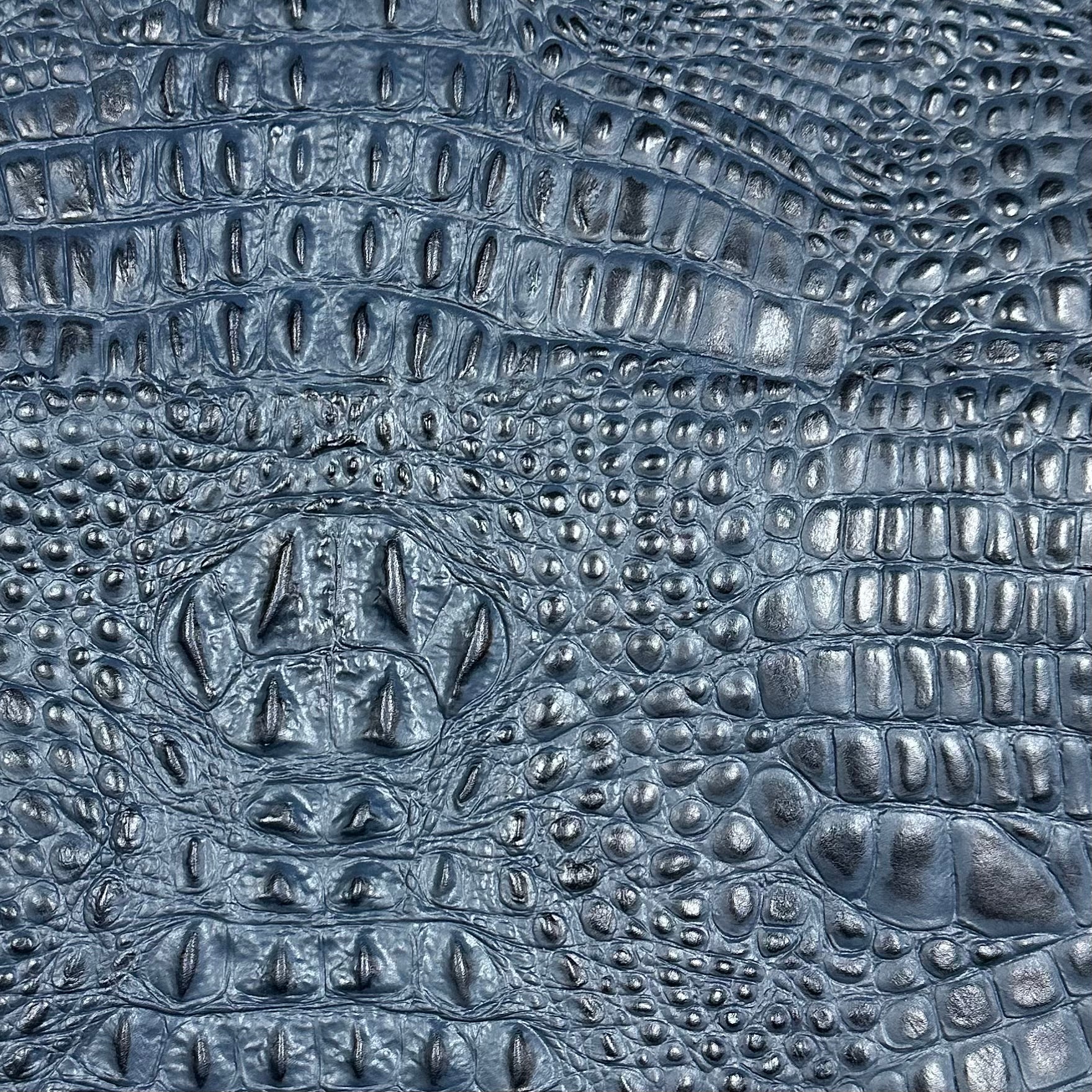 Hand-Stained Crocodile Embossed Cow Whole Hide | 25+ Colors
