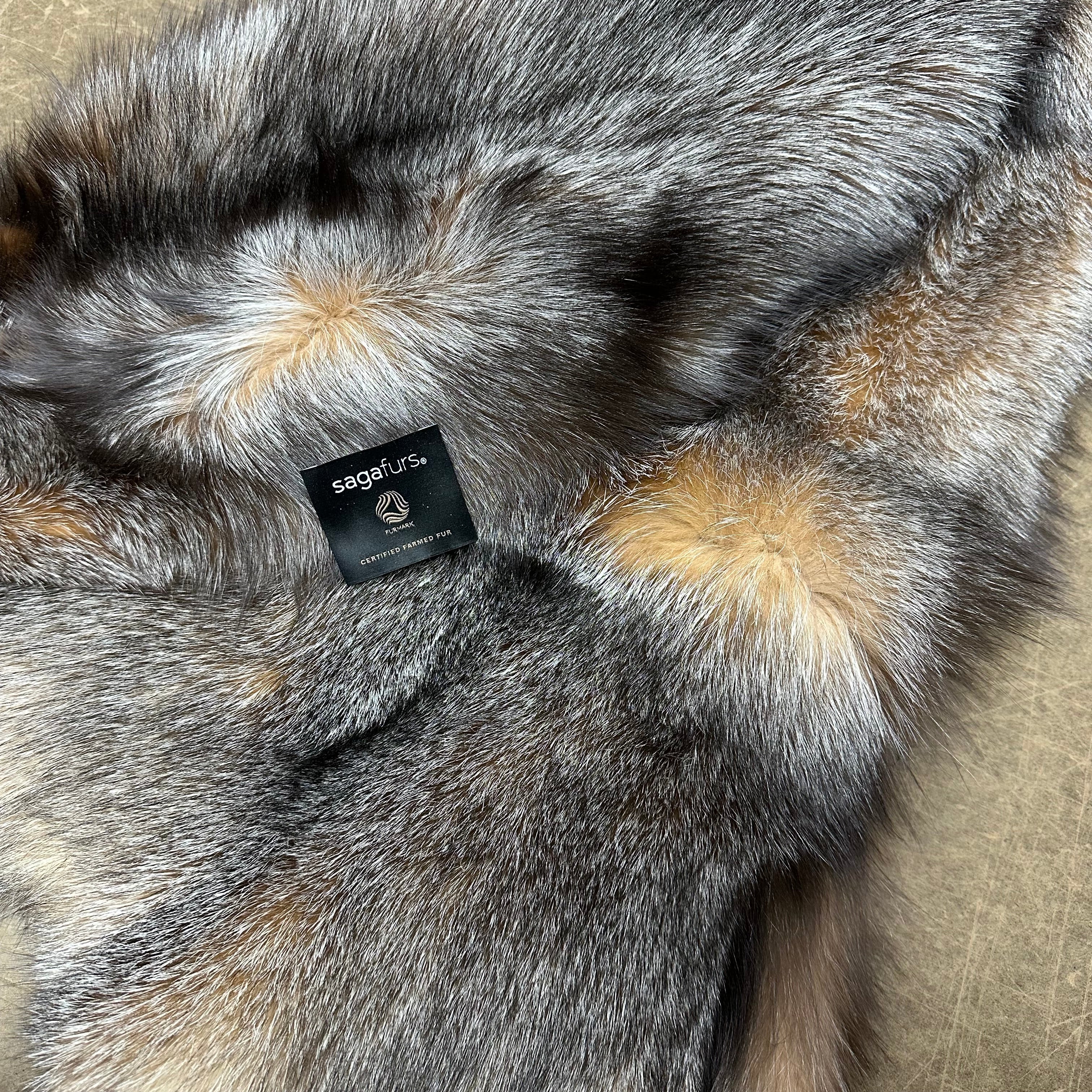 SAGA-Certified Crystal Fox Pelt - Luxury Indigo and Silver Fox